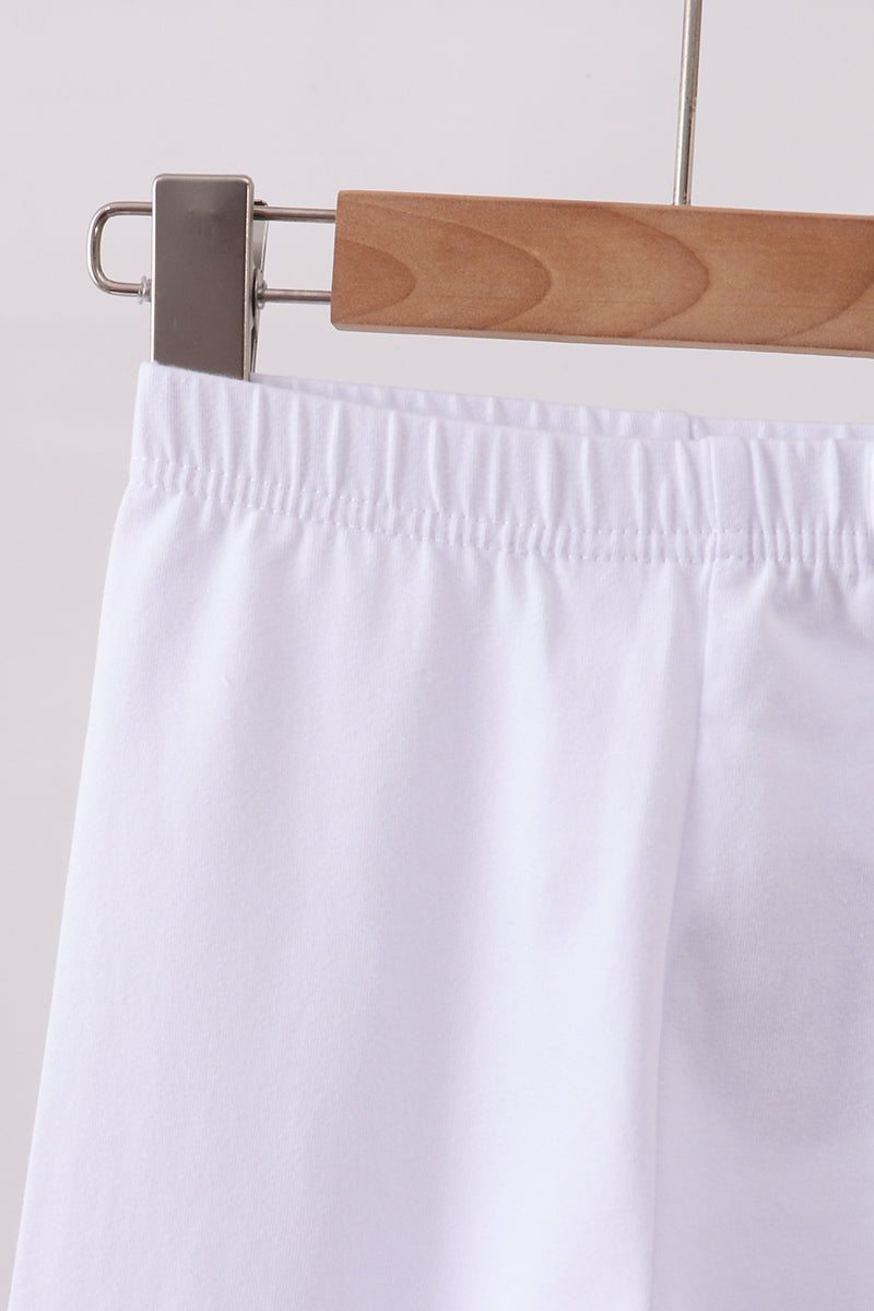 Girls White Ruffle Pants