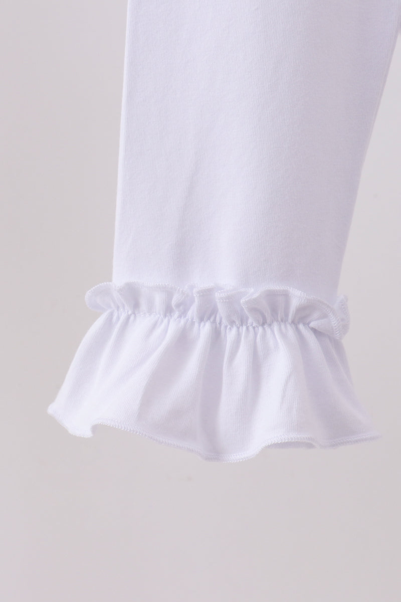 Girls White Ruffle Pants