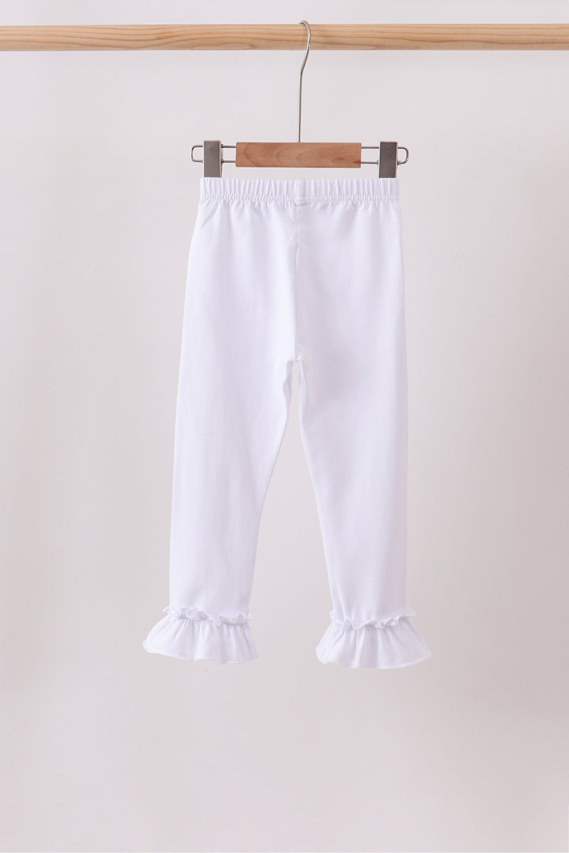 Girls White Ruffle Pants