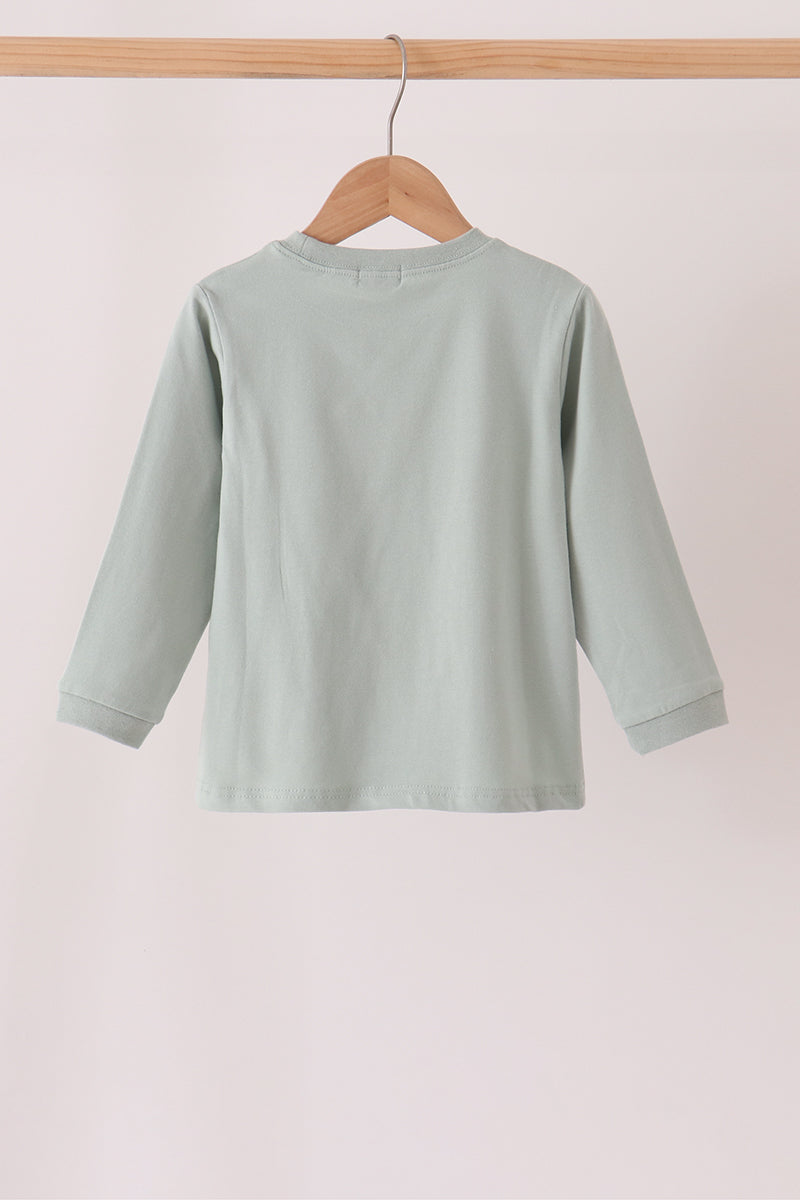 Boys Long Sleeve Green Turkey Embroidery Top