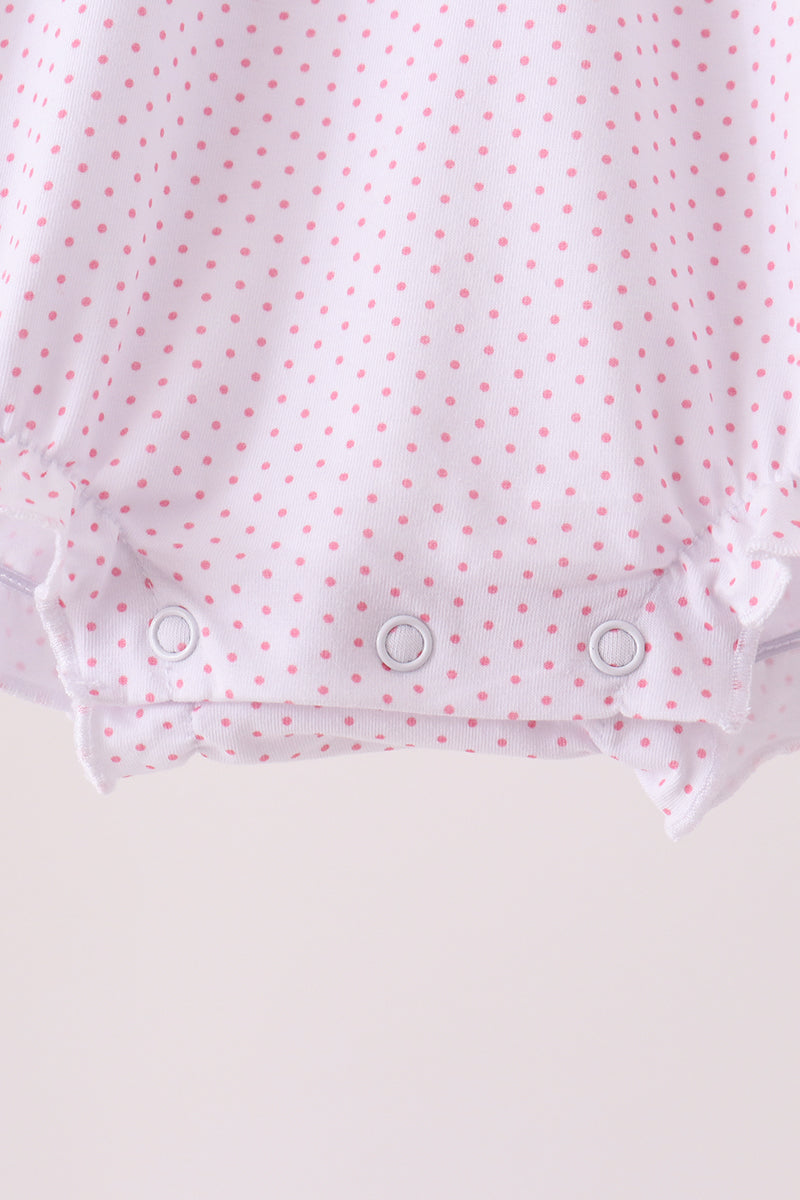 Baby Girl Pink Dot Turkey Embroidery Ruffle Bubble