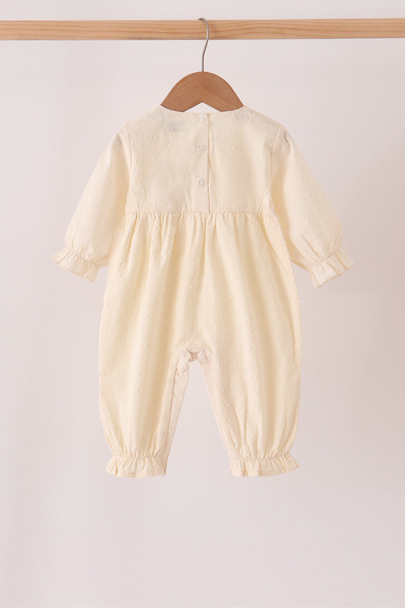 Baby Girl Creme Turkey Embroidery Romper