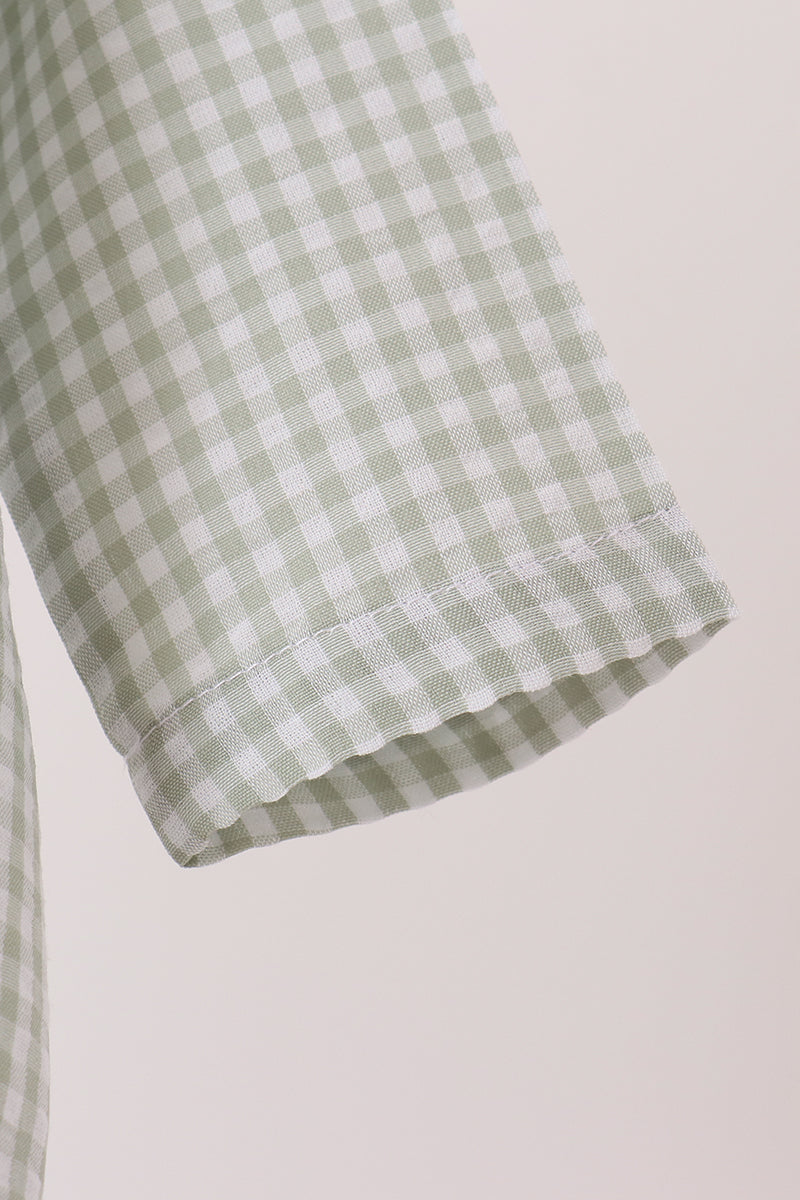 Boys Sage Turkey Embroidery Gingham Bubble
