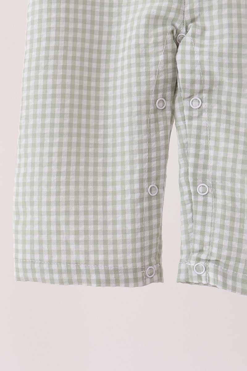 Baby Boys Sage Turkey Embroidery Gingham Jonjon