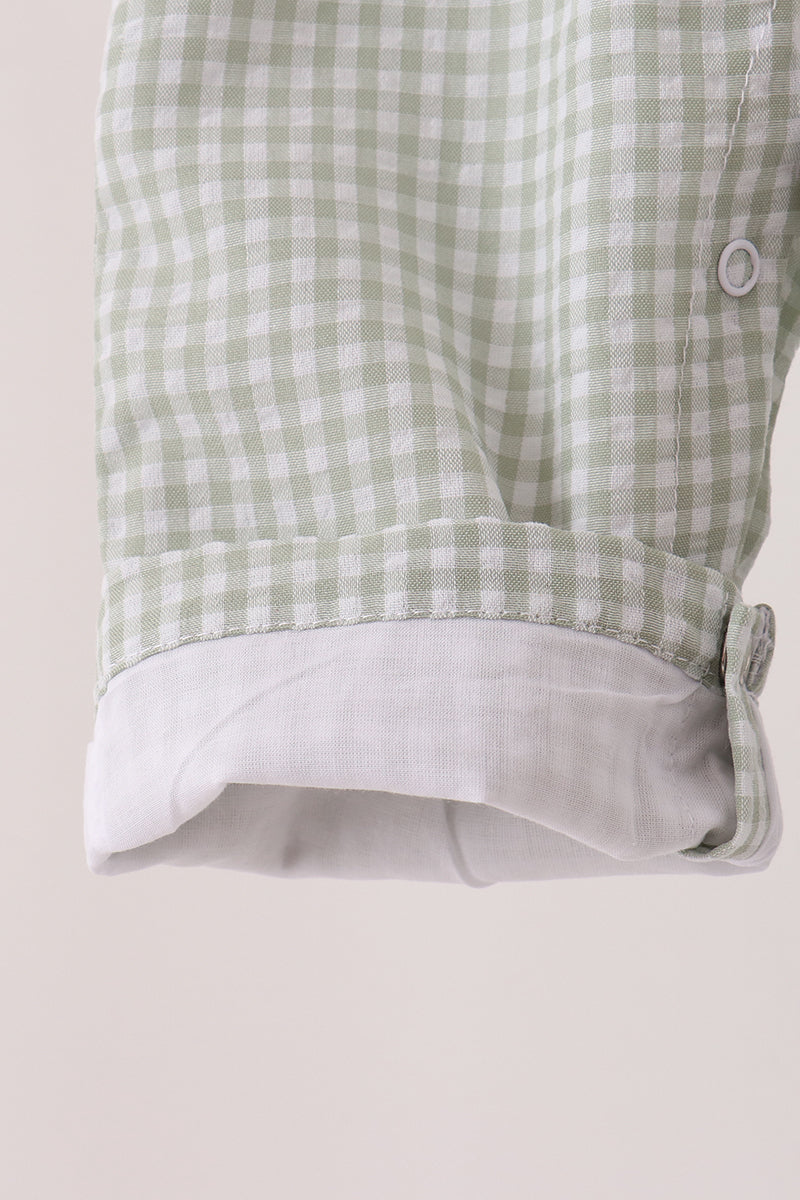 Baby Boys Sage Turkey Embroidery Gingham Jonjon