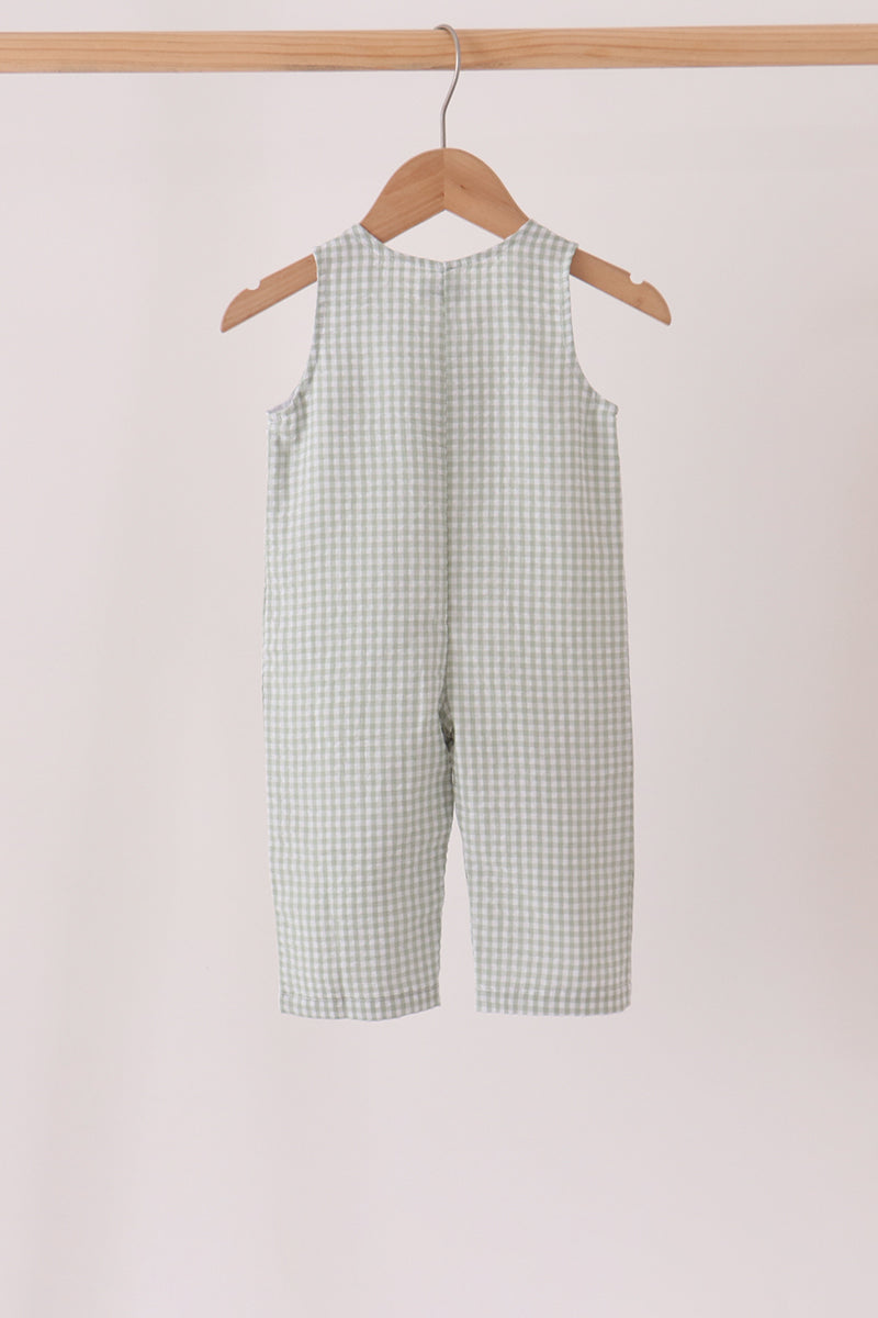 Baby Boys Sage Turkey Embroidery Gingham Jonjon
