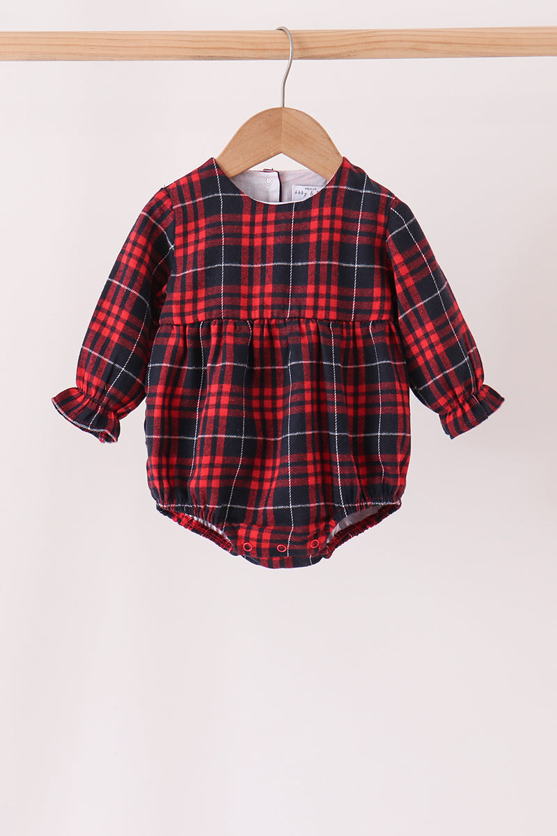 Baby Girl Long Sleeve Red Plaid Bubble