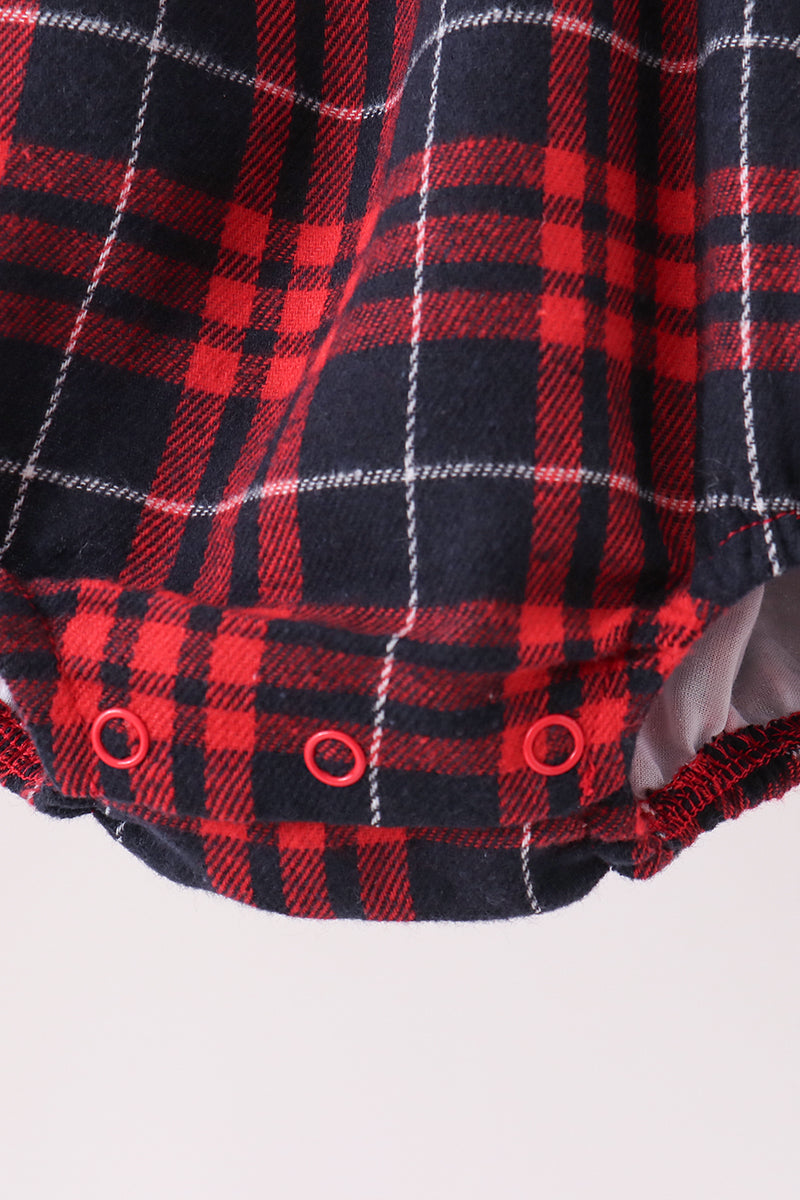 Baby Girl Long Sleeve Red Plaid Bubble