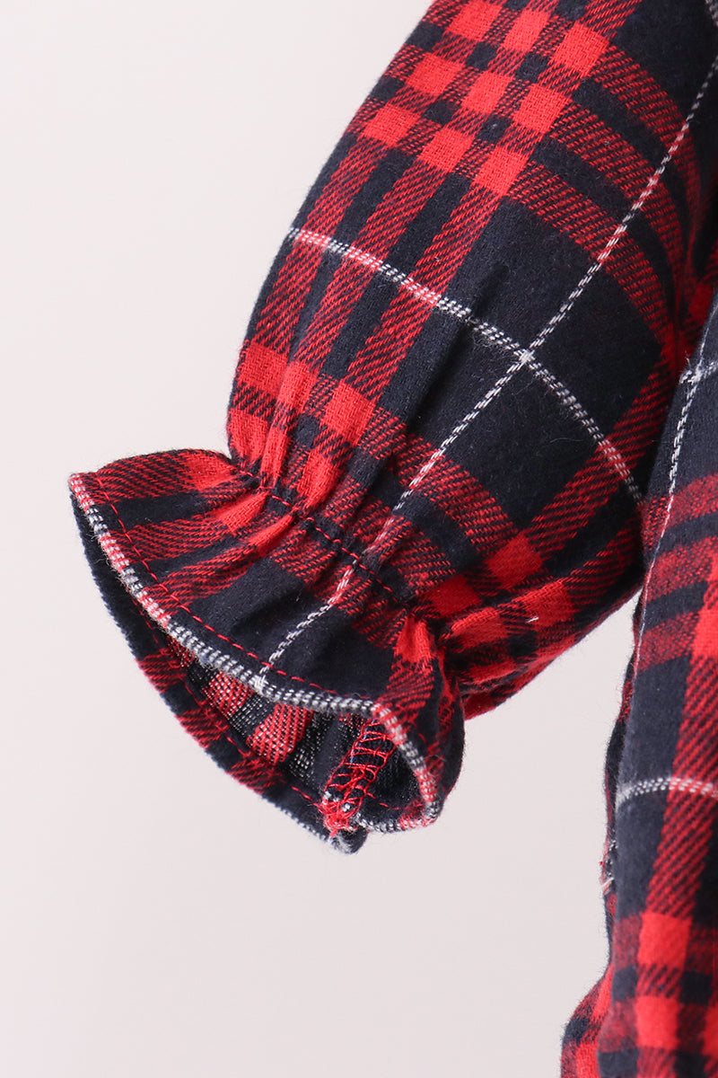 Baby Girl Long Sleeve Red Plaid Bubble