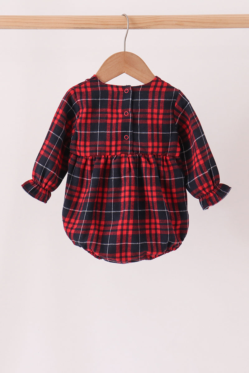 Baby Girl Long Sleeve Red Plaid Bubble