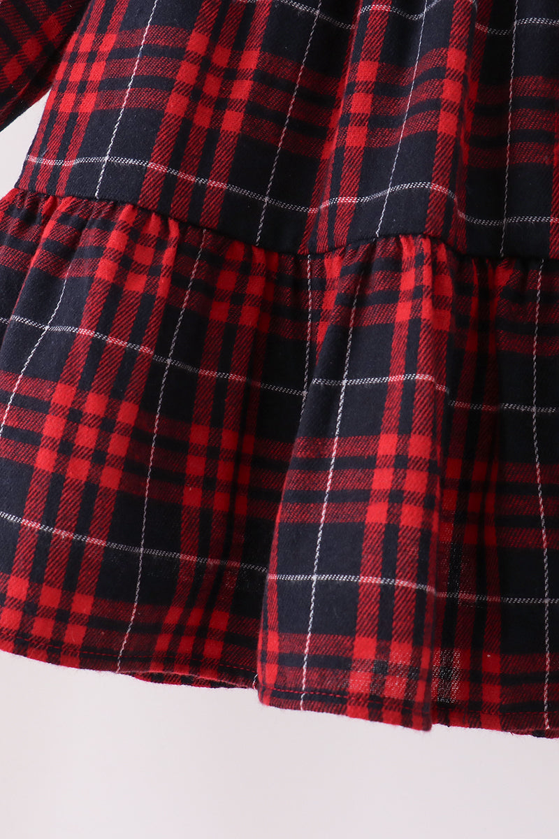 Baby & Girls Red Plaid Long Sleeve Dress