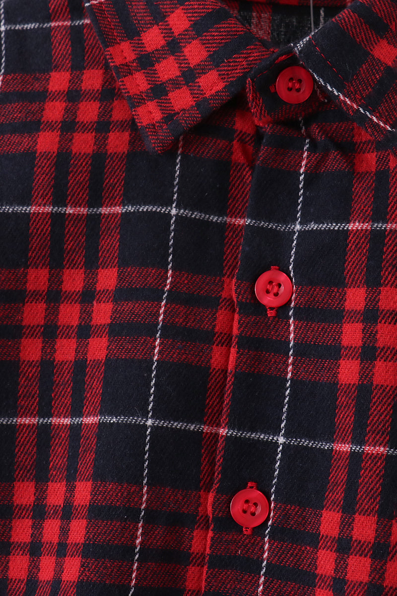 Boys Red Plaid Button Down Flannel Shirt