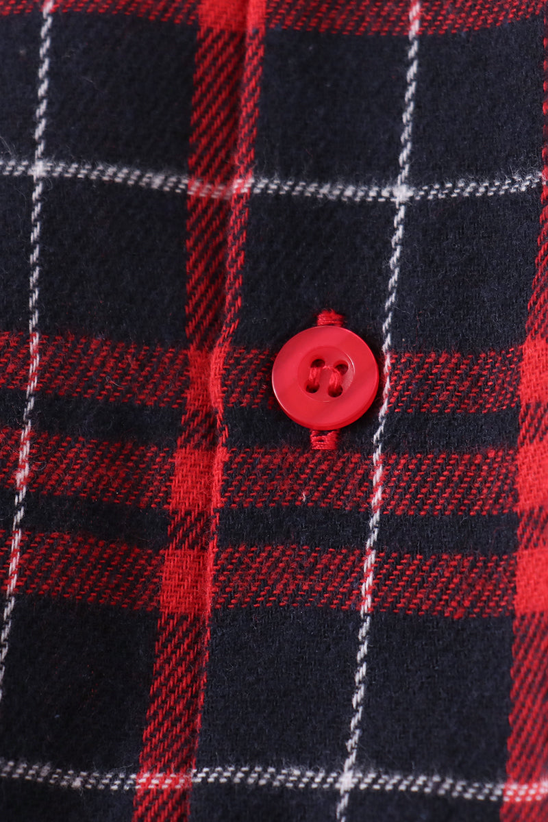 Boys Red Plaid Button Down Flannel Shirt