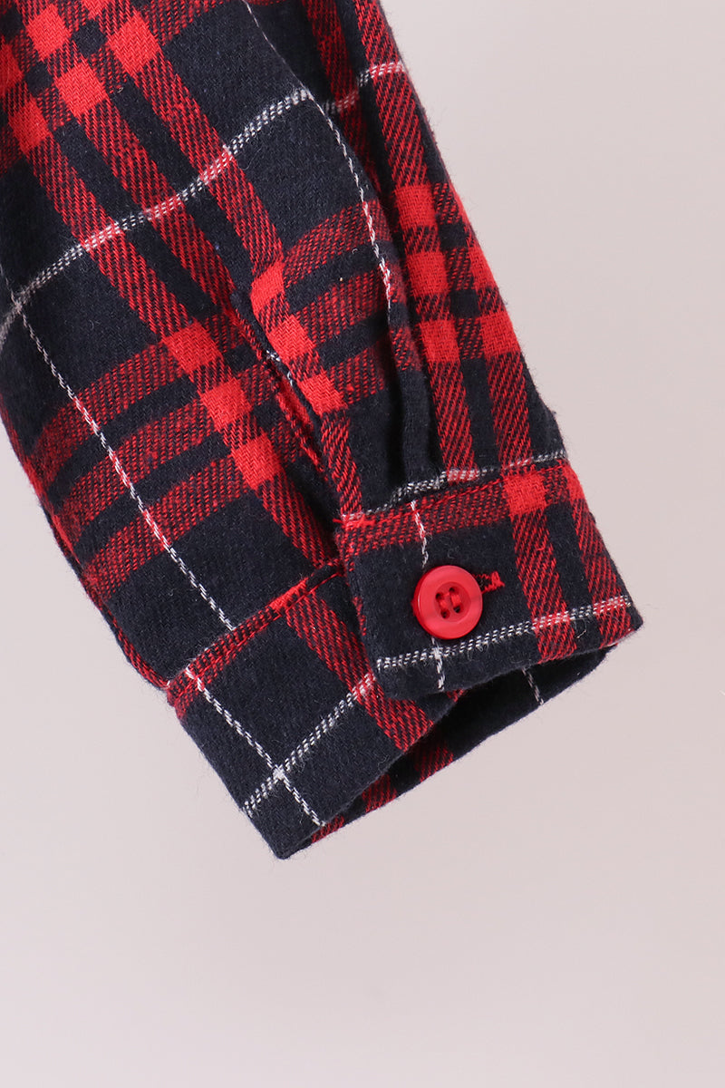 Boys Red Plaid Button Down Flannel Shirt