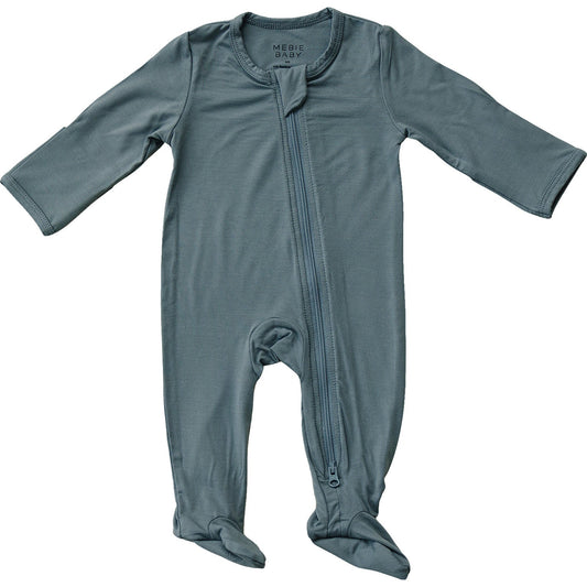 Baby Unisex Dusty Blue Bamboo Footed Zipper