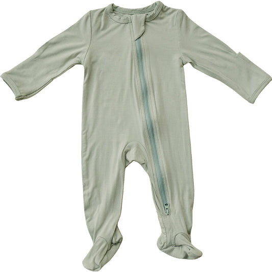 Baby Unisex Sage Bamboo Footed Zipper