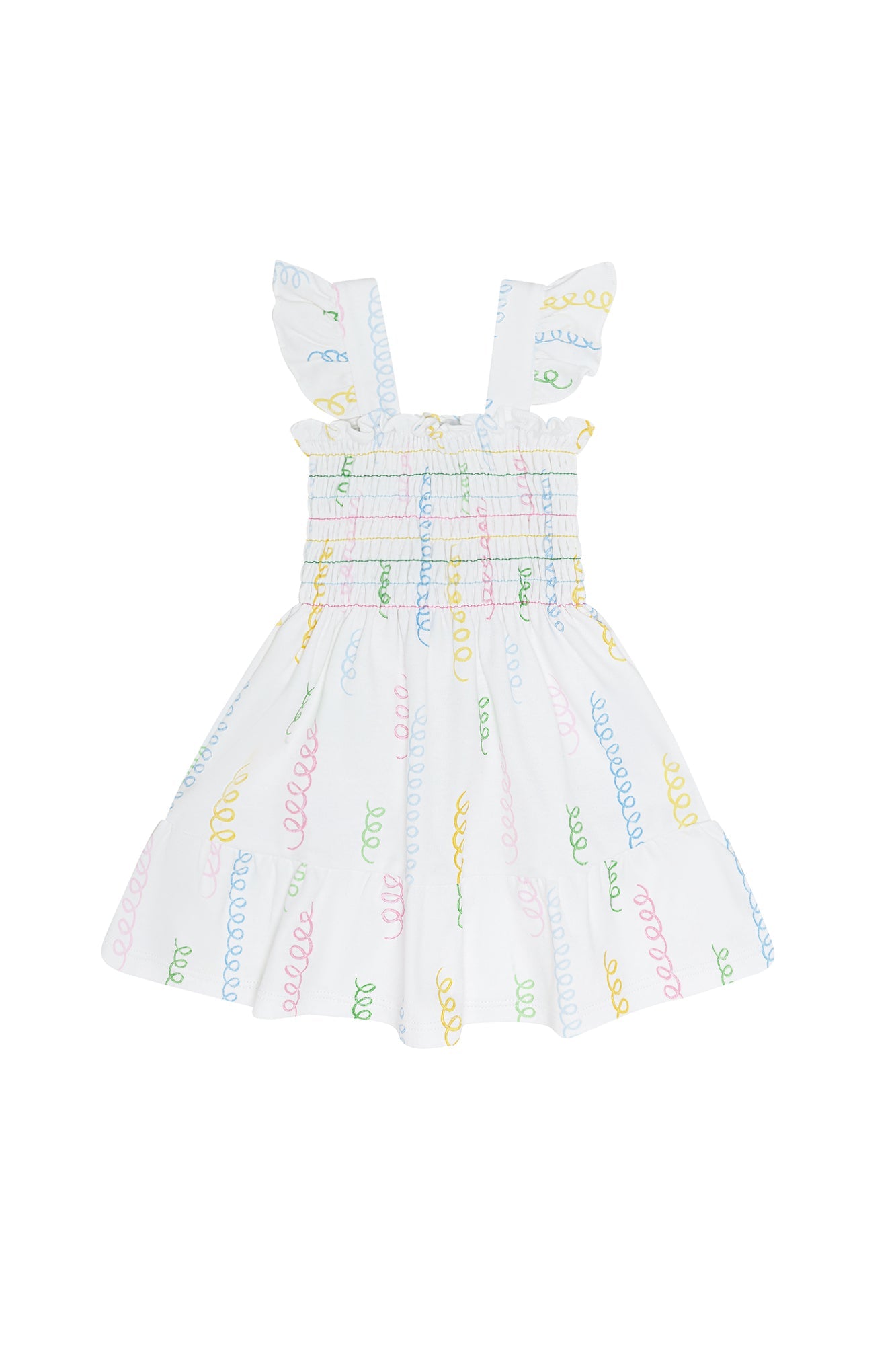 Girls Spirals Print Gathered Dress