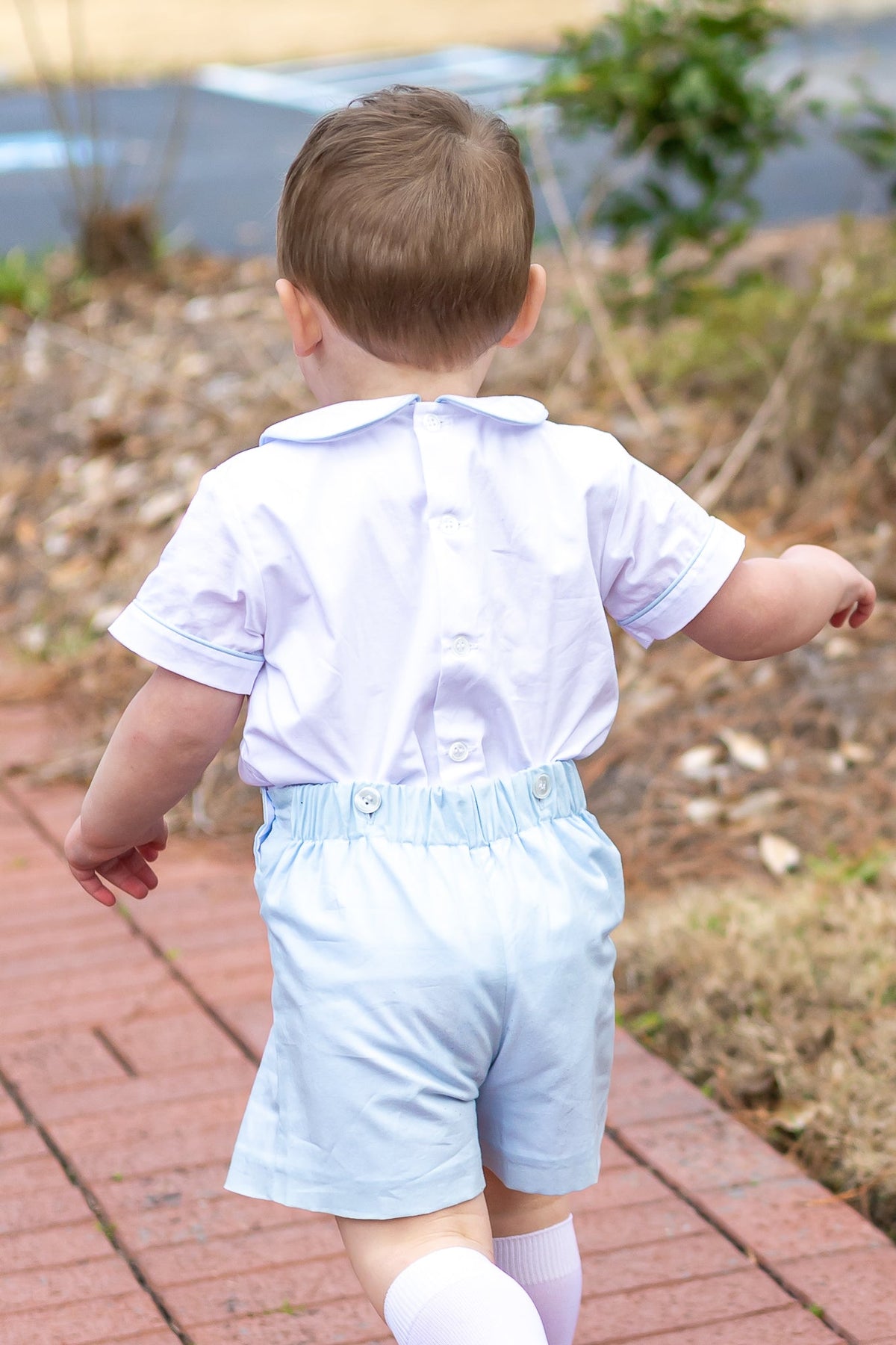 Sterling Boys Blue Heirloom Button-On Shorts Set