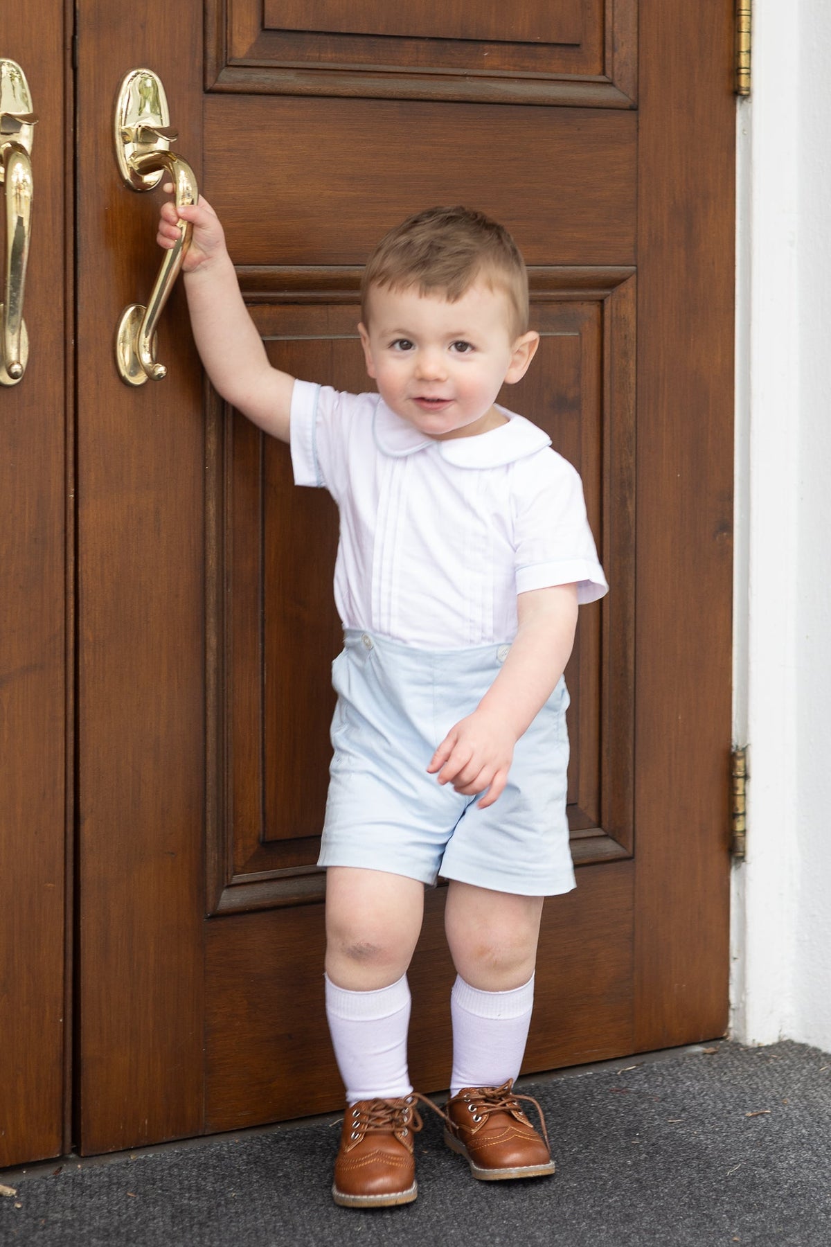 Sterling Boys Blue Heirloom Button-On Shorts Set