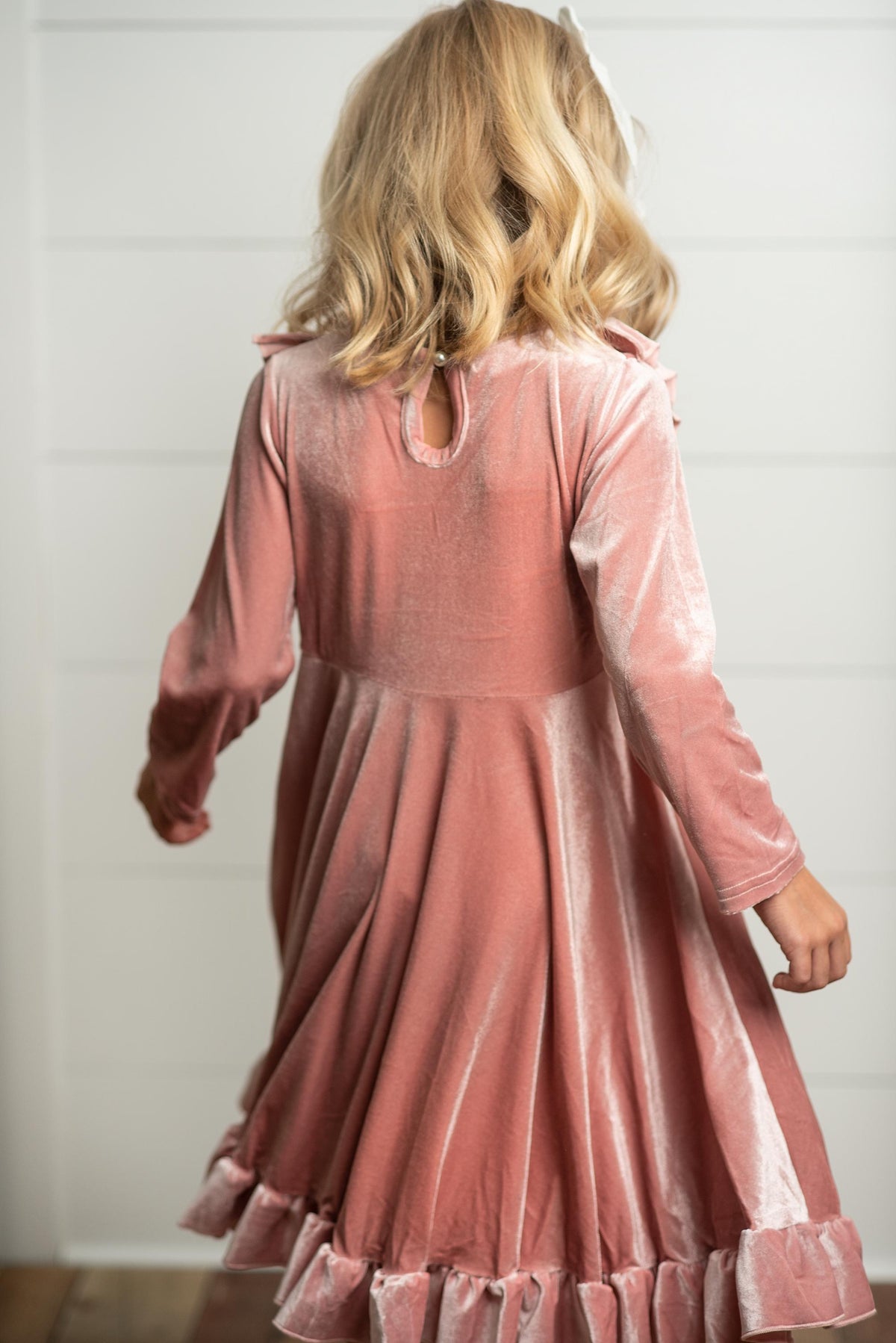 Girls Pink Velvet Dress