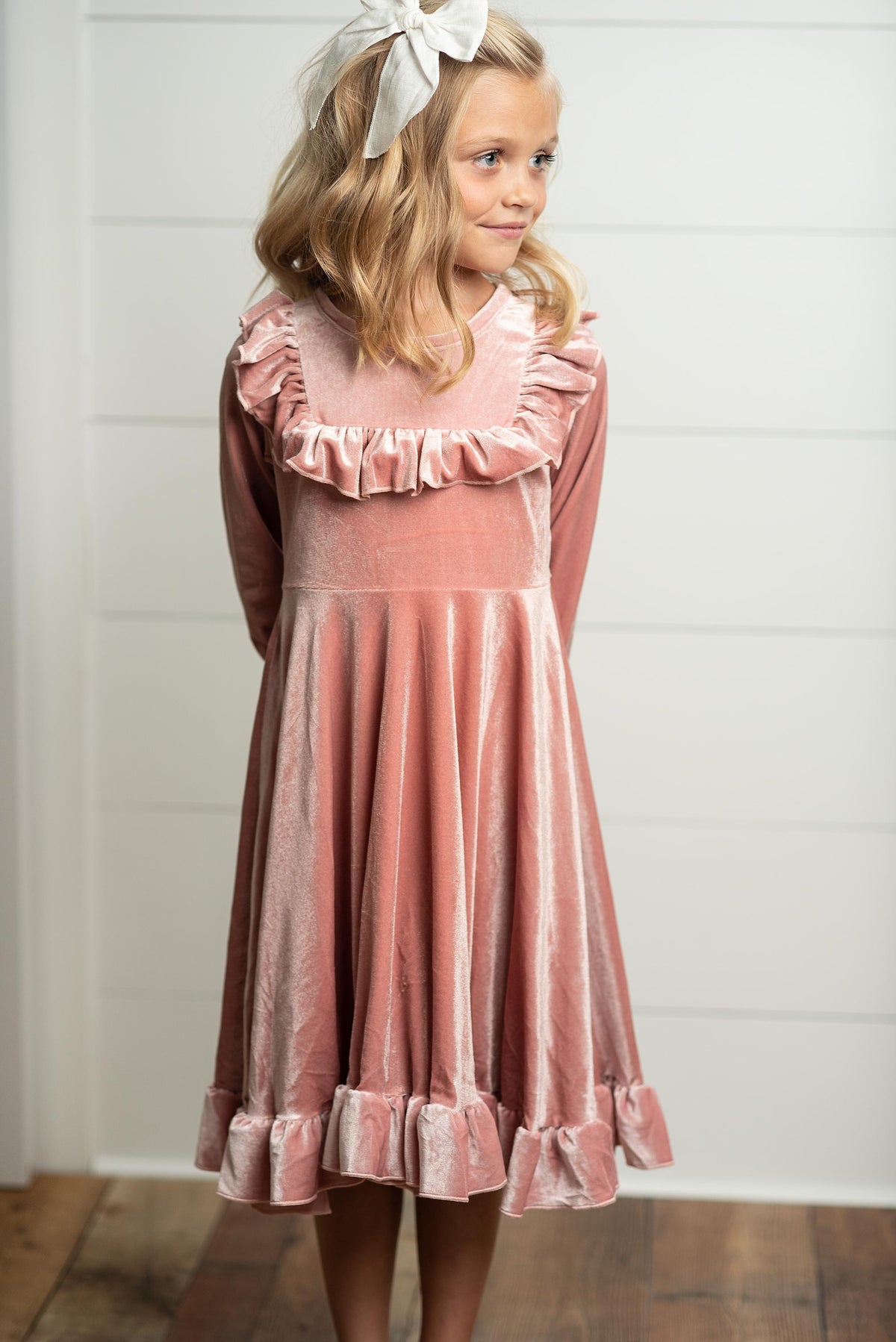 Girls Pink Velvet Dress