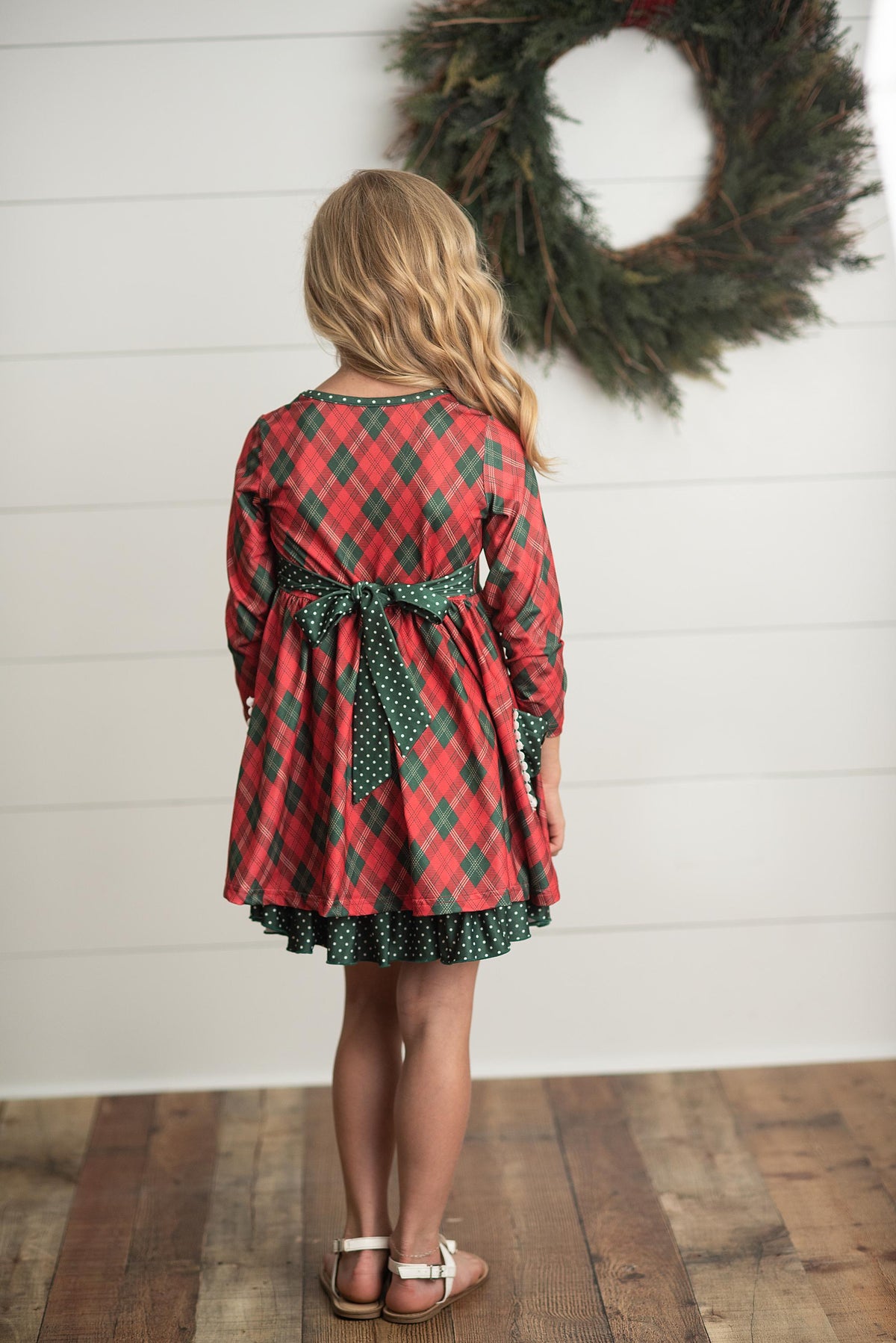 Girls Red Green Plaid Dress
