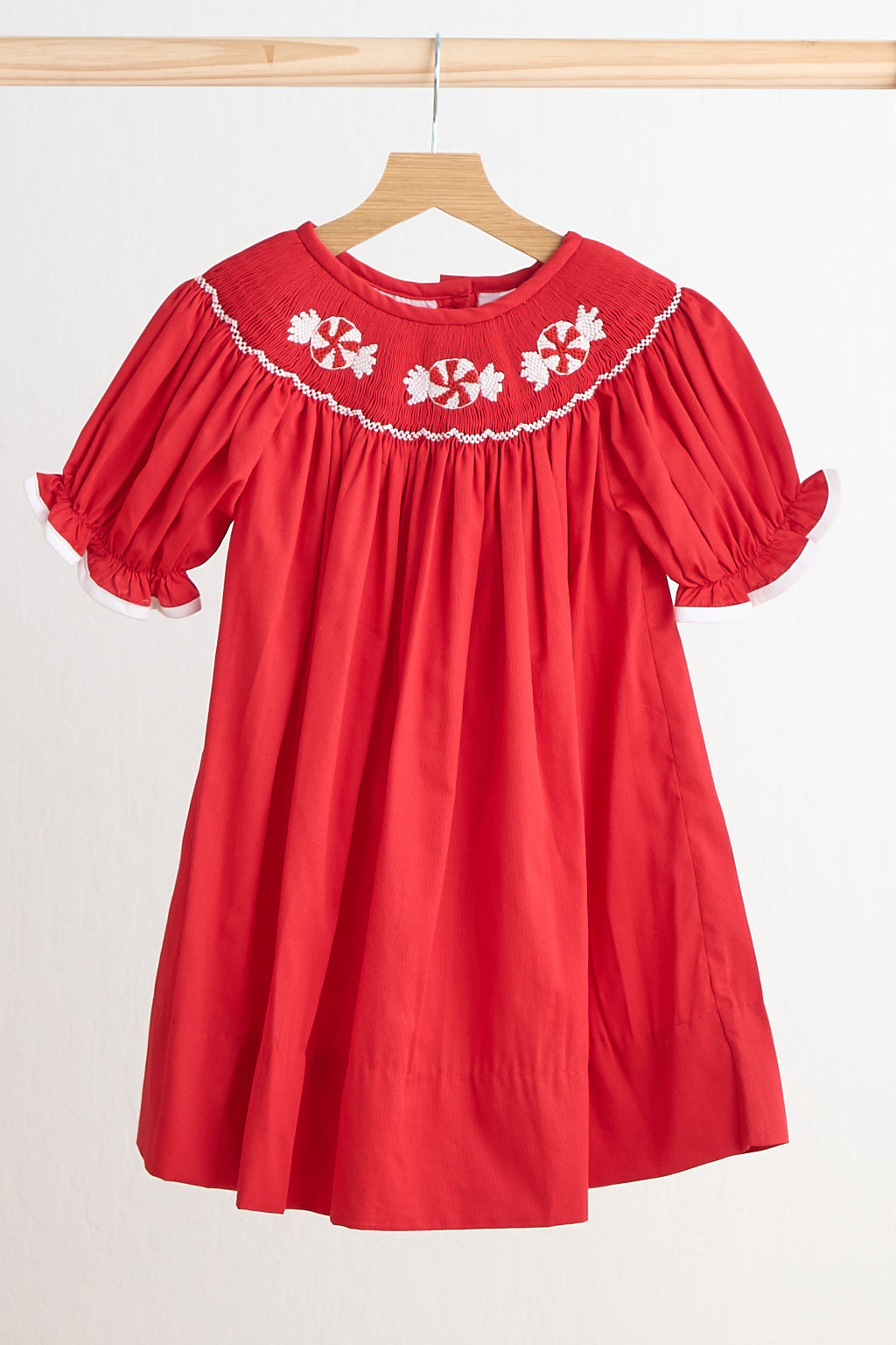 Red Christmas Candy Hand Smocked Dress