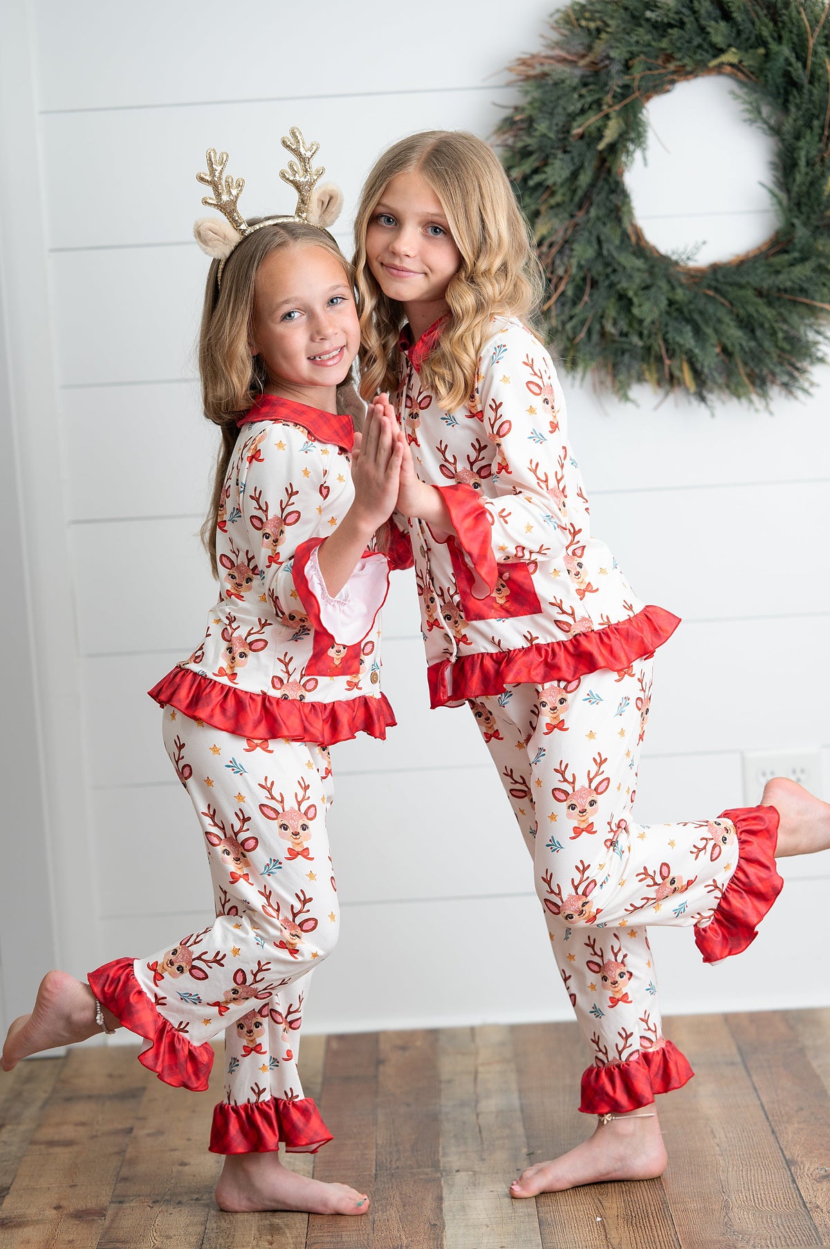 Girls Reindeer Holiday Lounge Set
