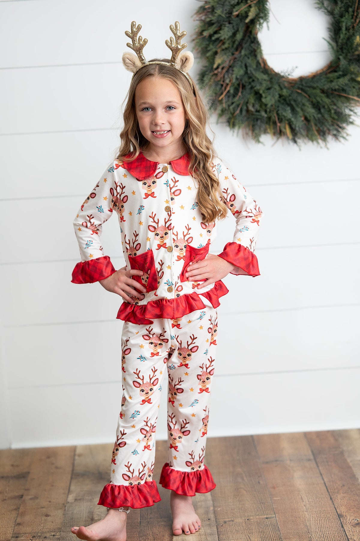 Girls Reindeer Holiday Lounge Set