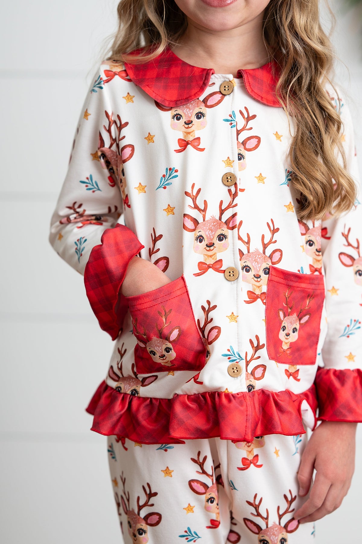 Girls Reindeer Holiday Lounge Set