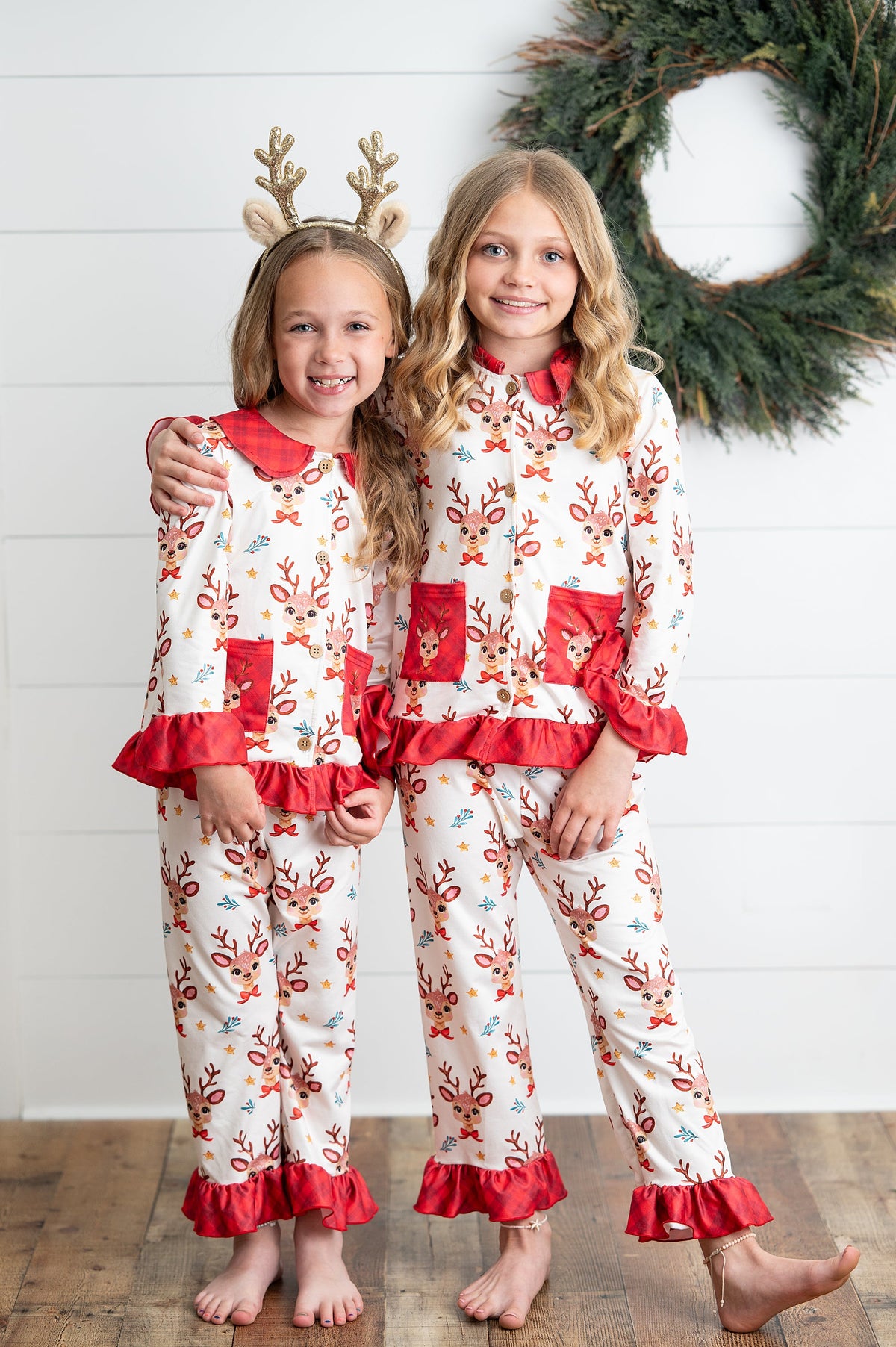Girls Reindeer Holiday Lounge Set