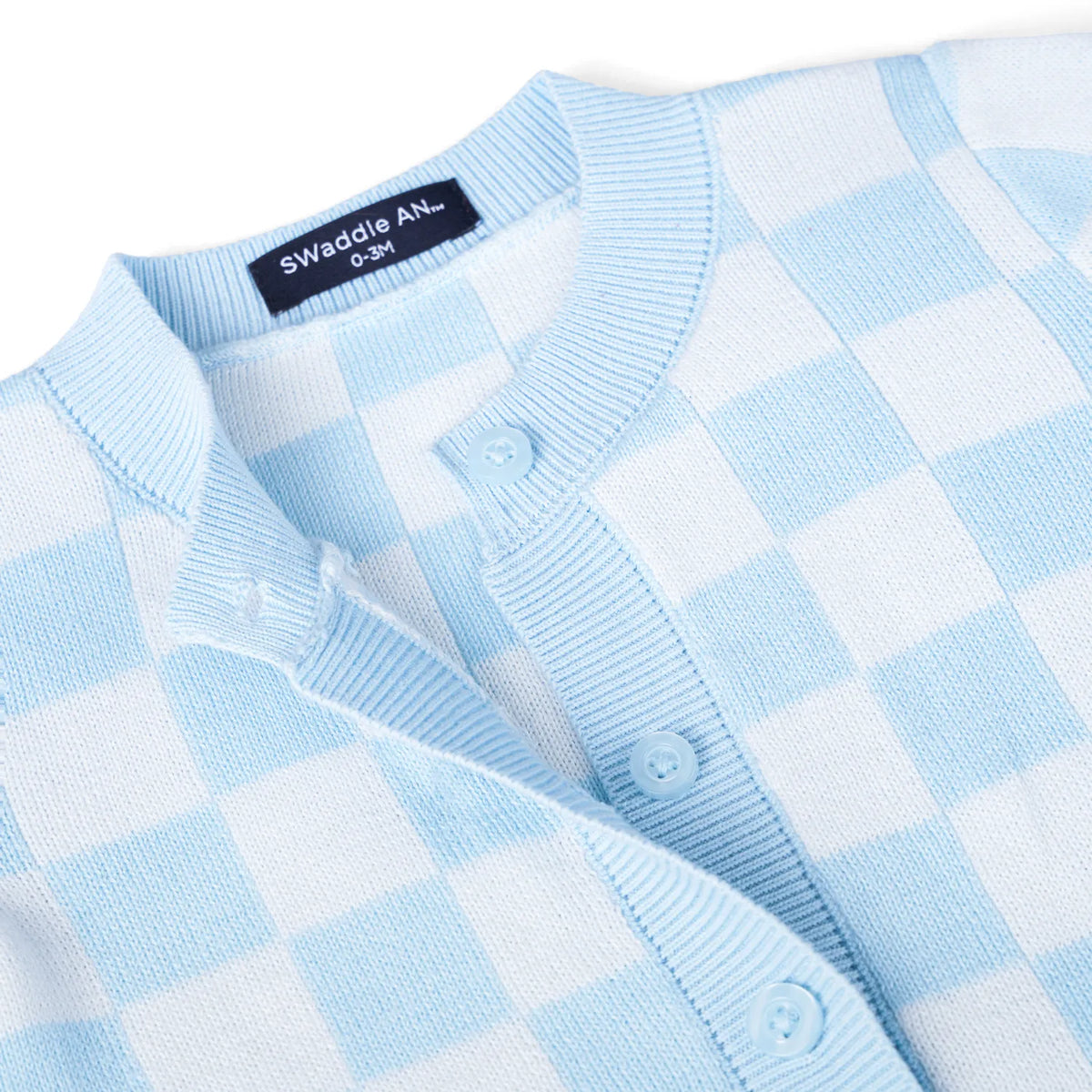 Swaddle AN Blue Checker Baby Knit Button Romper