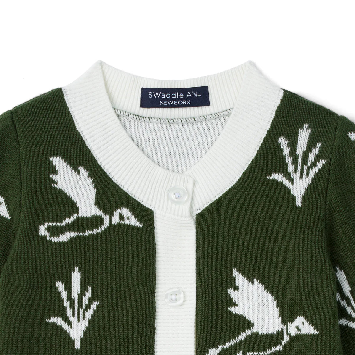 Swaddle AN Mallard Duck Baby Knit Button Romper