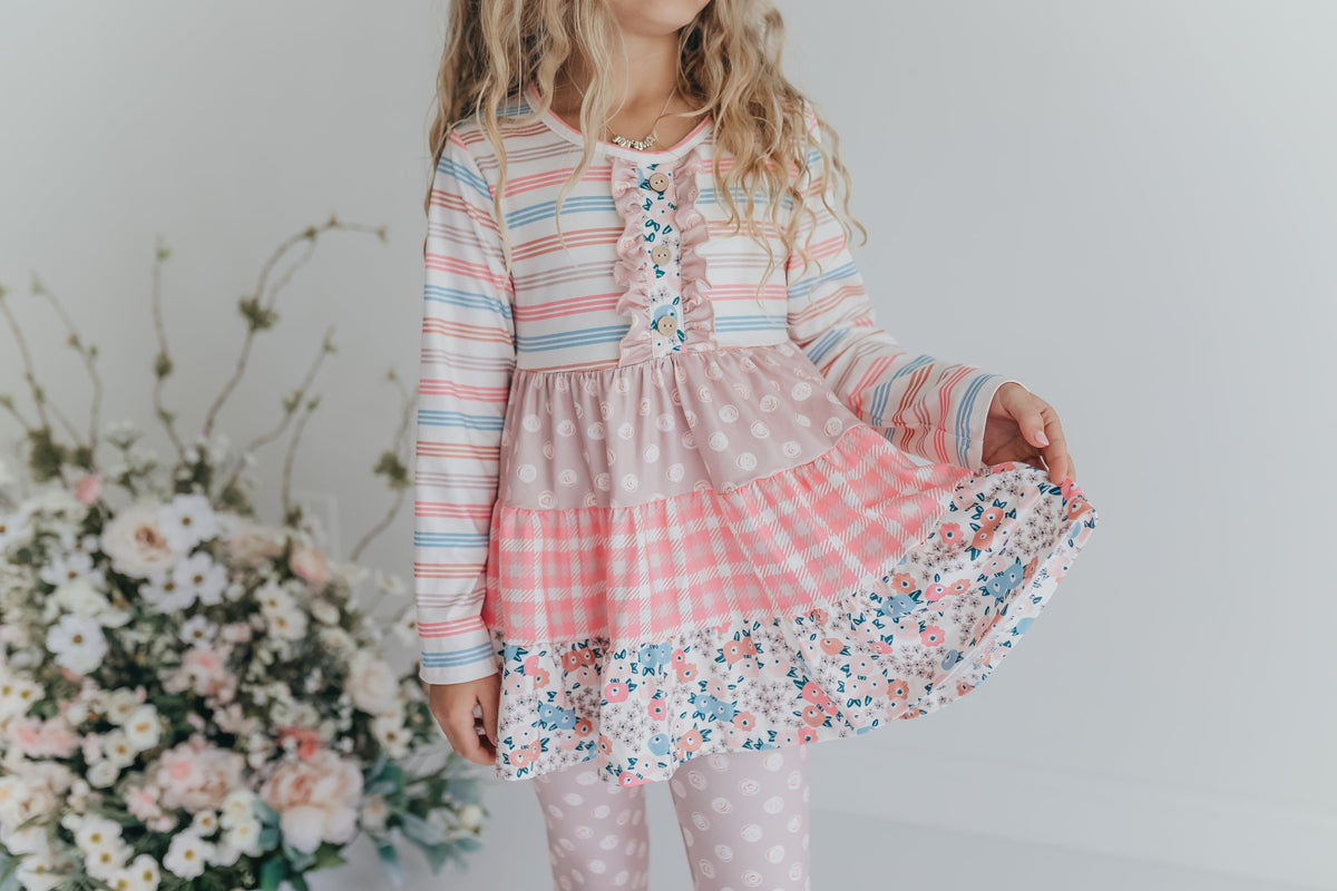 3 Tiered Sand Floral Pant Set