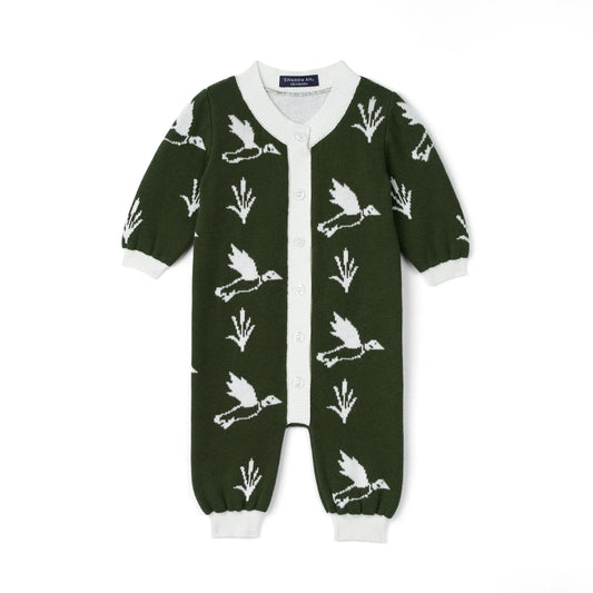 Swaddle AN Mallard Duck Baby Knit Button Romper