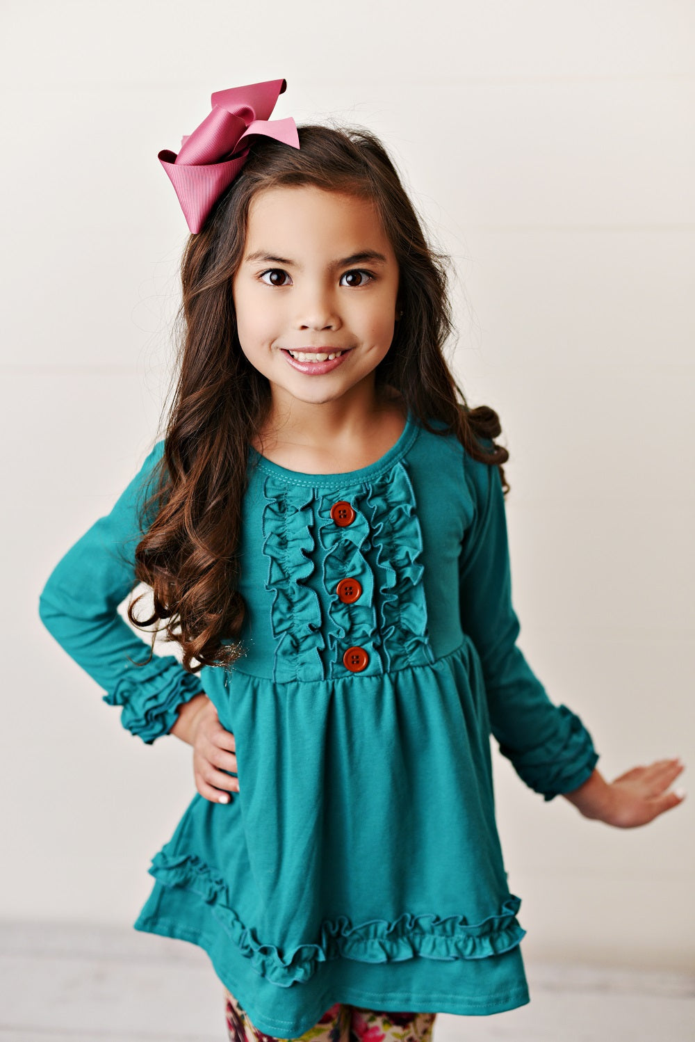Girls Teal Plum Floral Legging Set