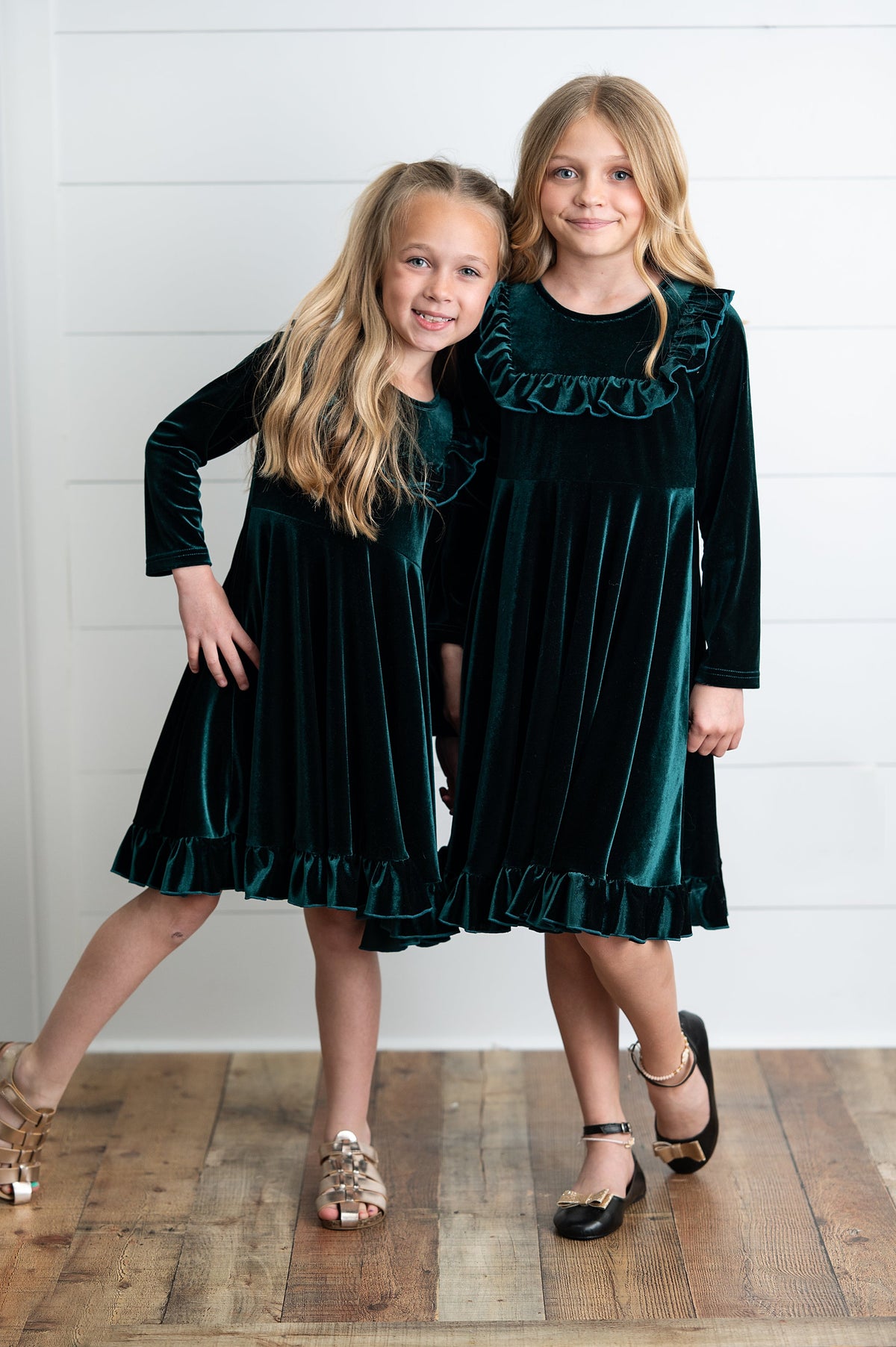 Girls Emerald Green Velvet Dress