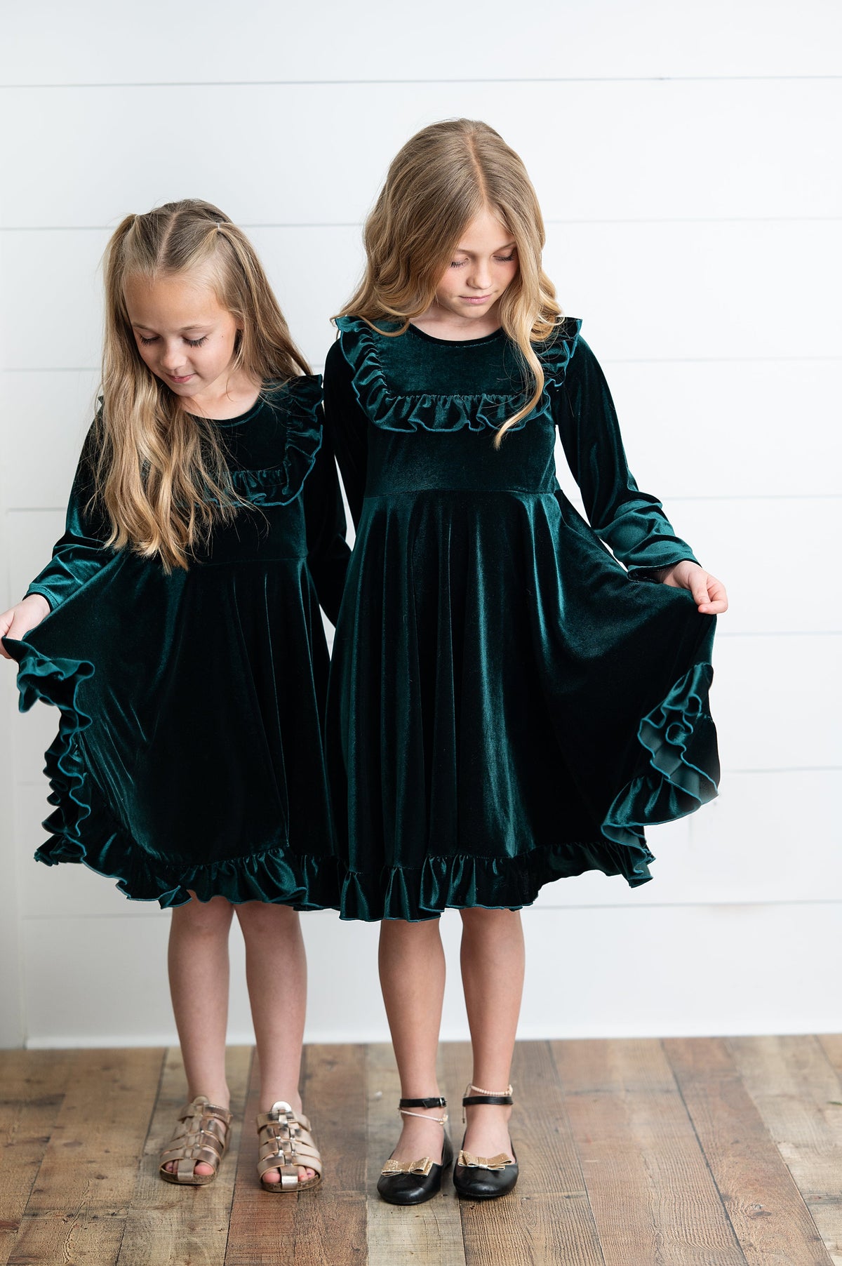 Girls Emerald Green Velvet Dress