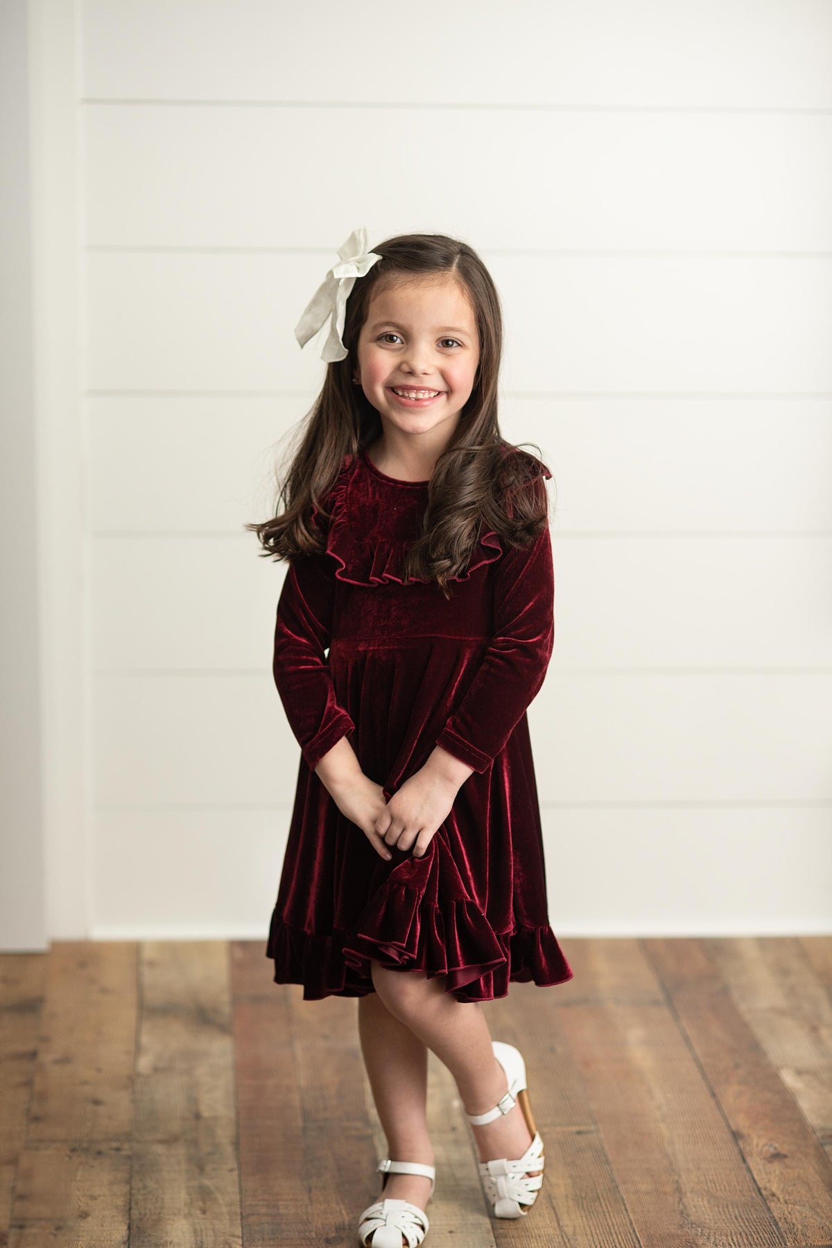 Girls Velvet Wine Dress