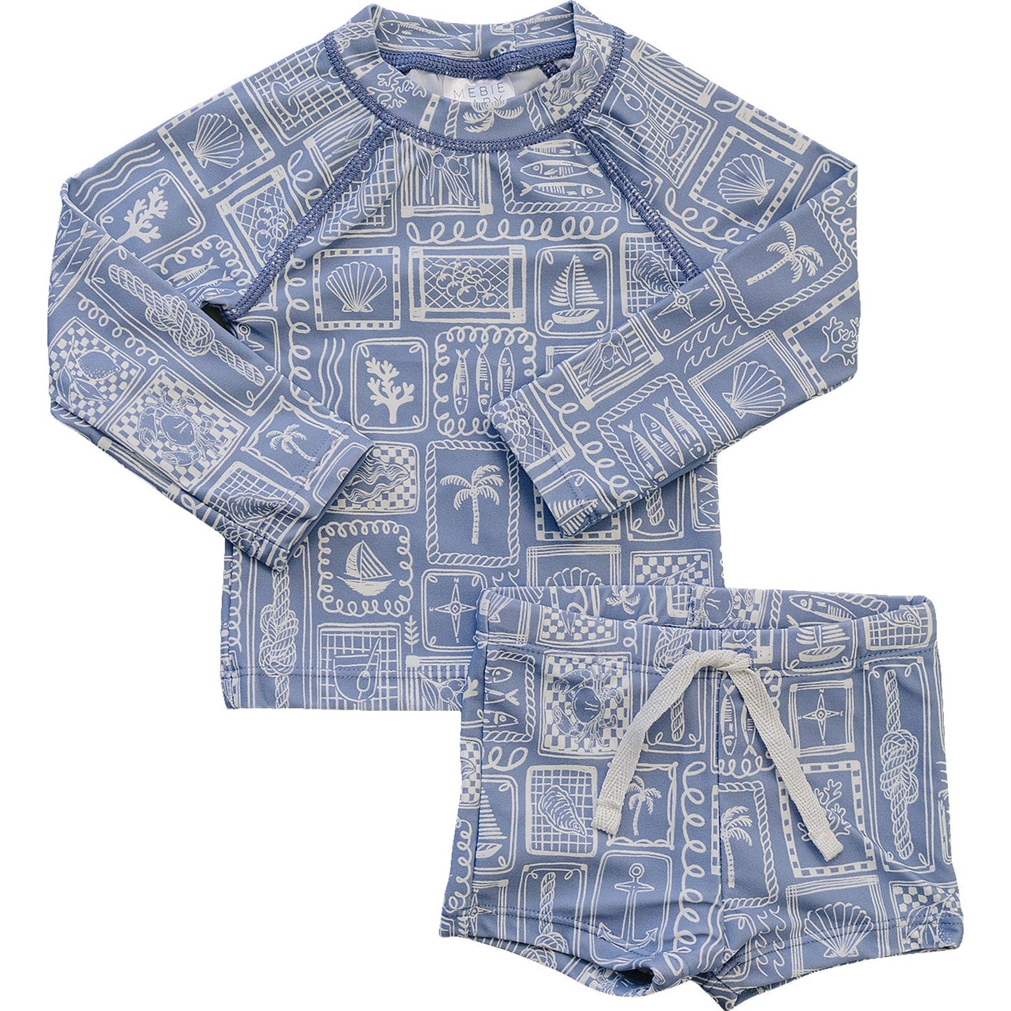 Baby Toddler Boys Blue Beach Long Sleeve Swim Set