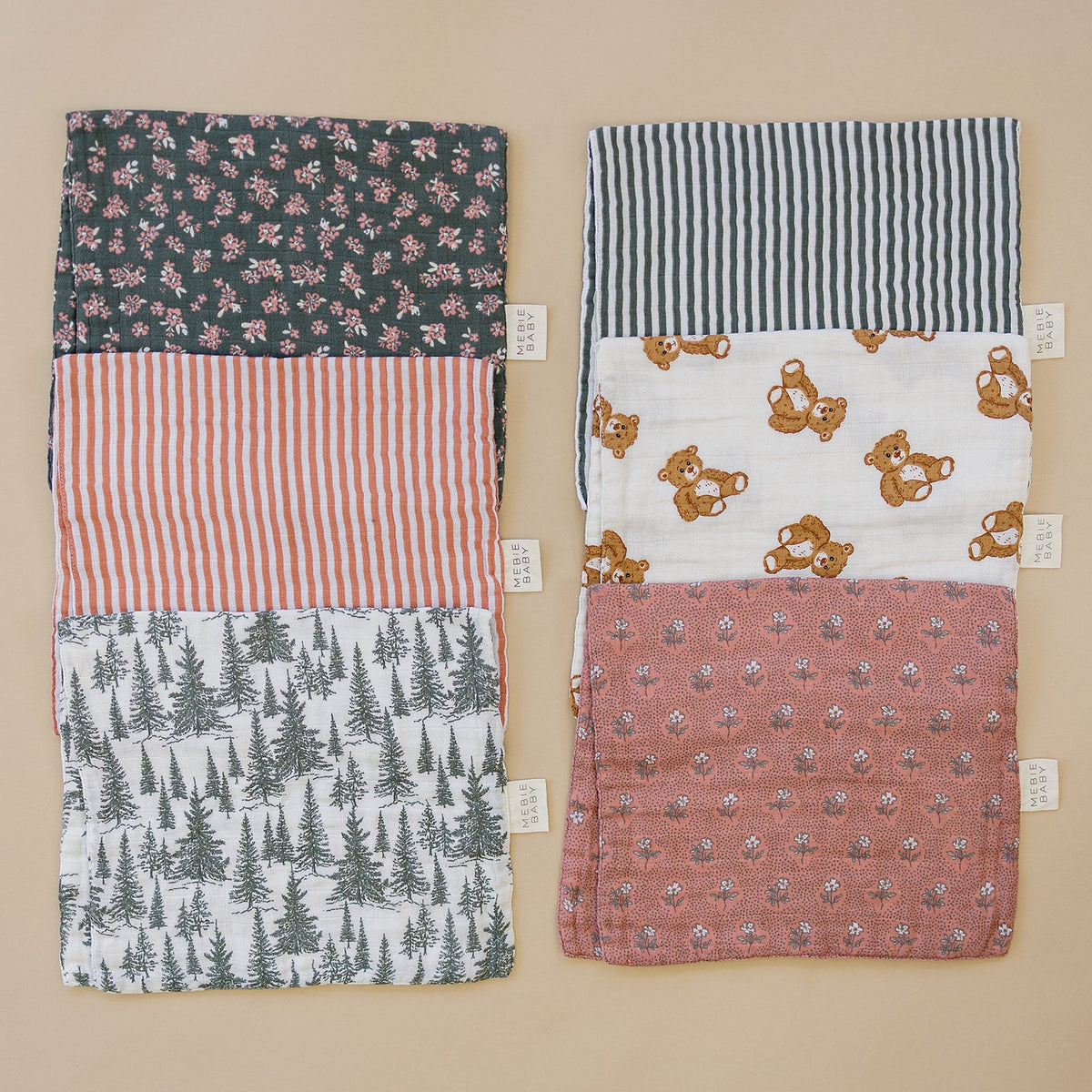 Teddy Bear Muslin Burp Cloth