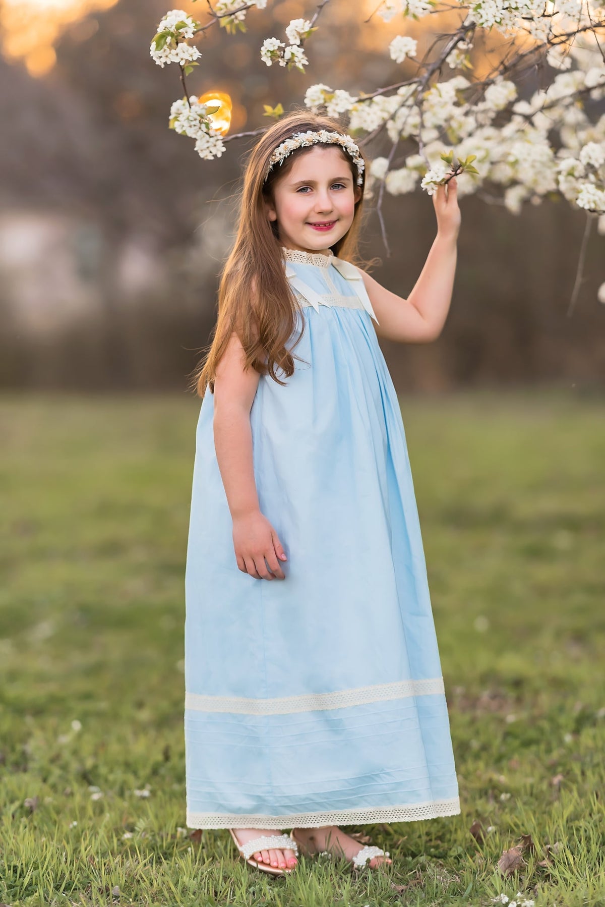 Cambridge Blue Sleeveless Heirloom Dress