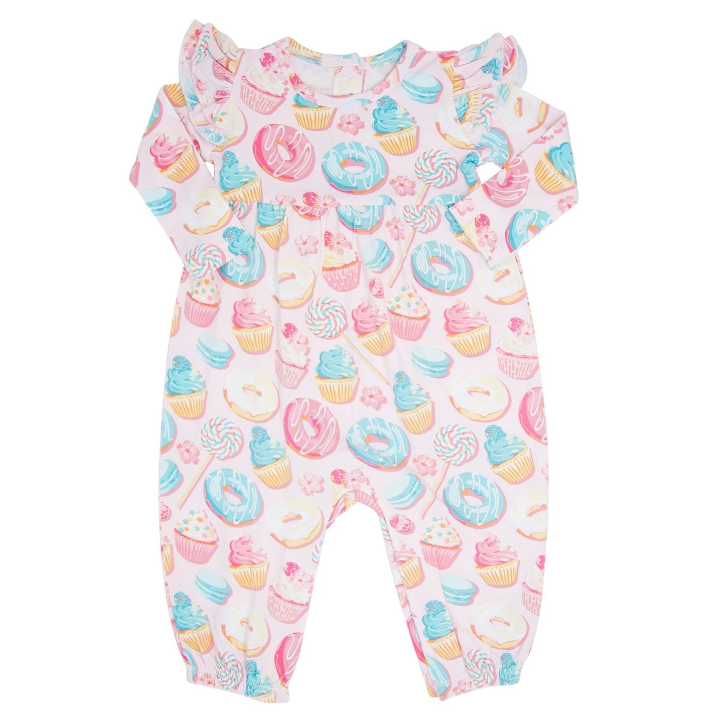 Baby Girl Sweet Tooth Donut Flutter Sleeve Romper