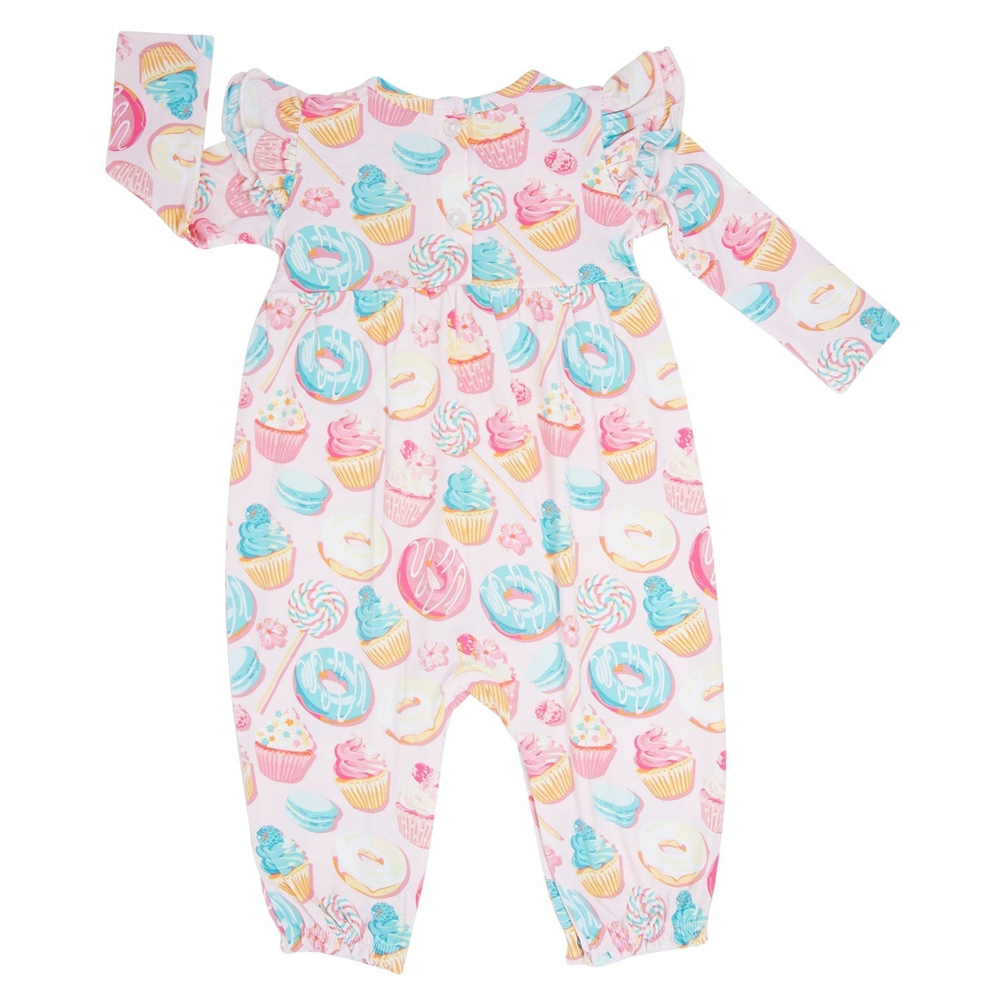 Baby Girl Sweet Tooth Donut Flutter Sleeve Romper