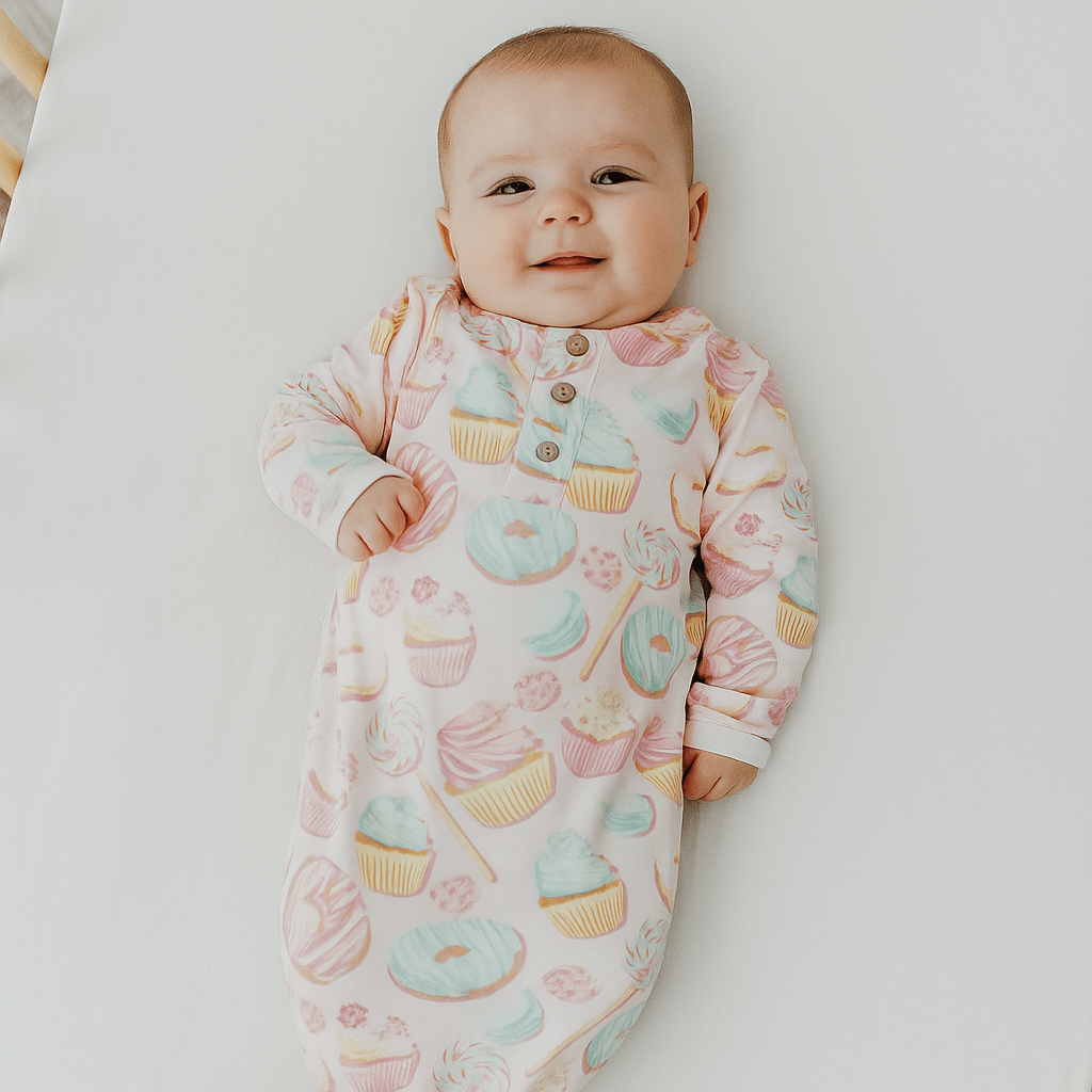 Baby Girl Sweet Tooth Donut Knotted Gown