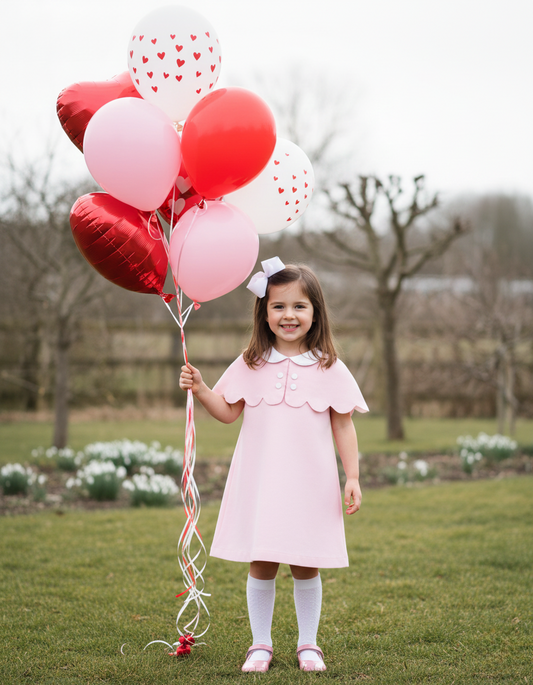 The Capelet Dress in Miriam - Pink Pinwale Corduroy